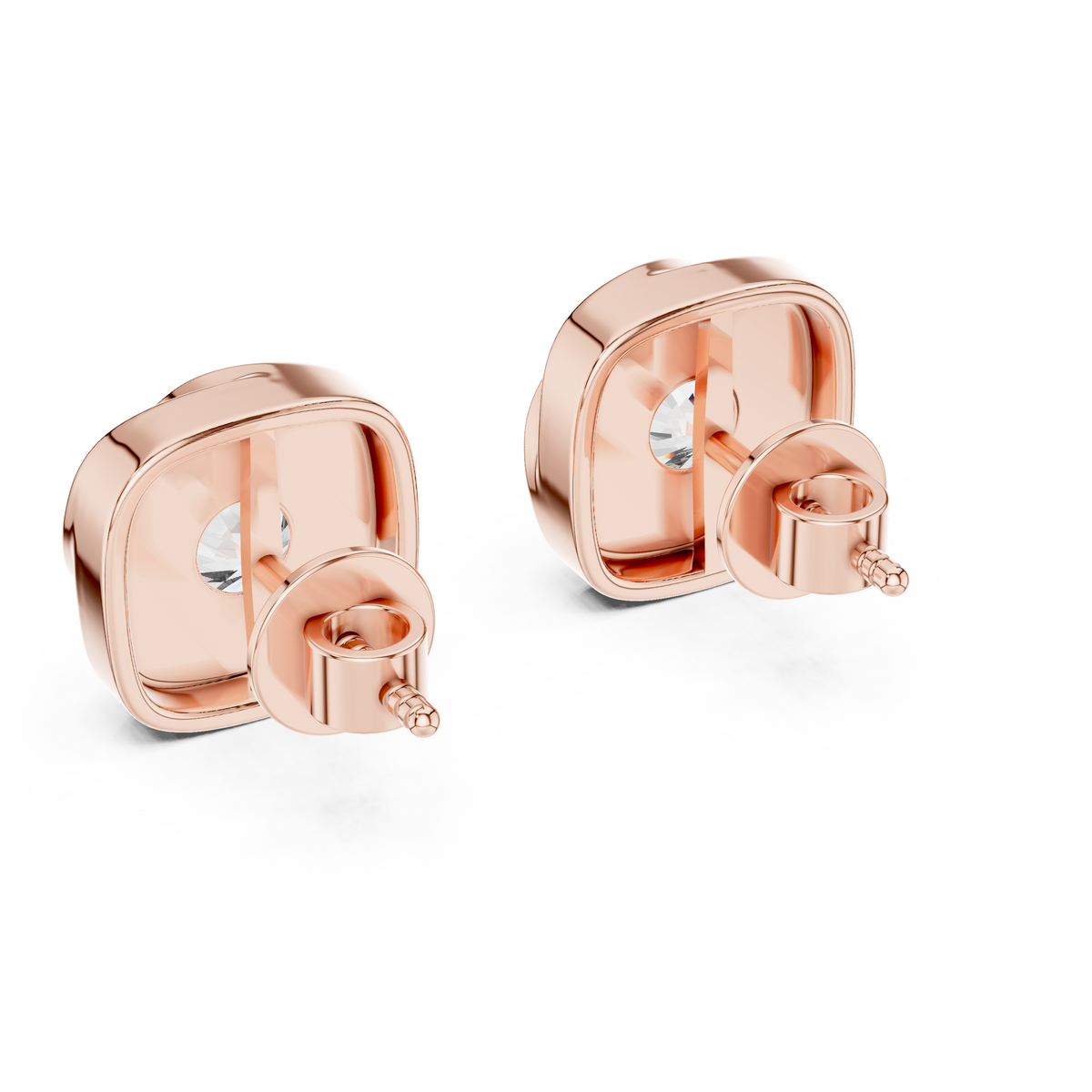 Swirl Bezel Solitaire Diamond Stud Earrings