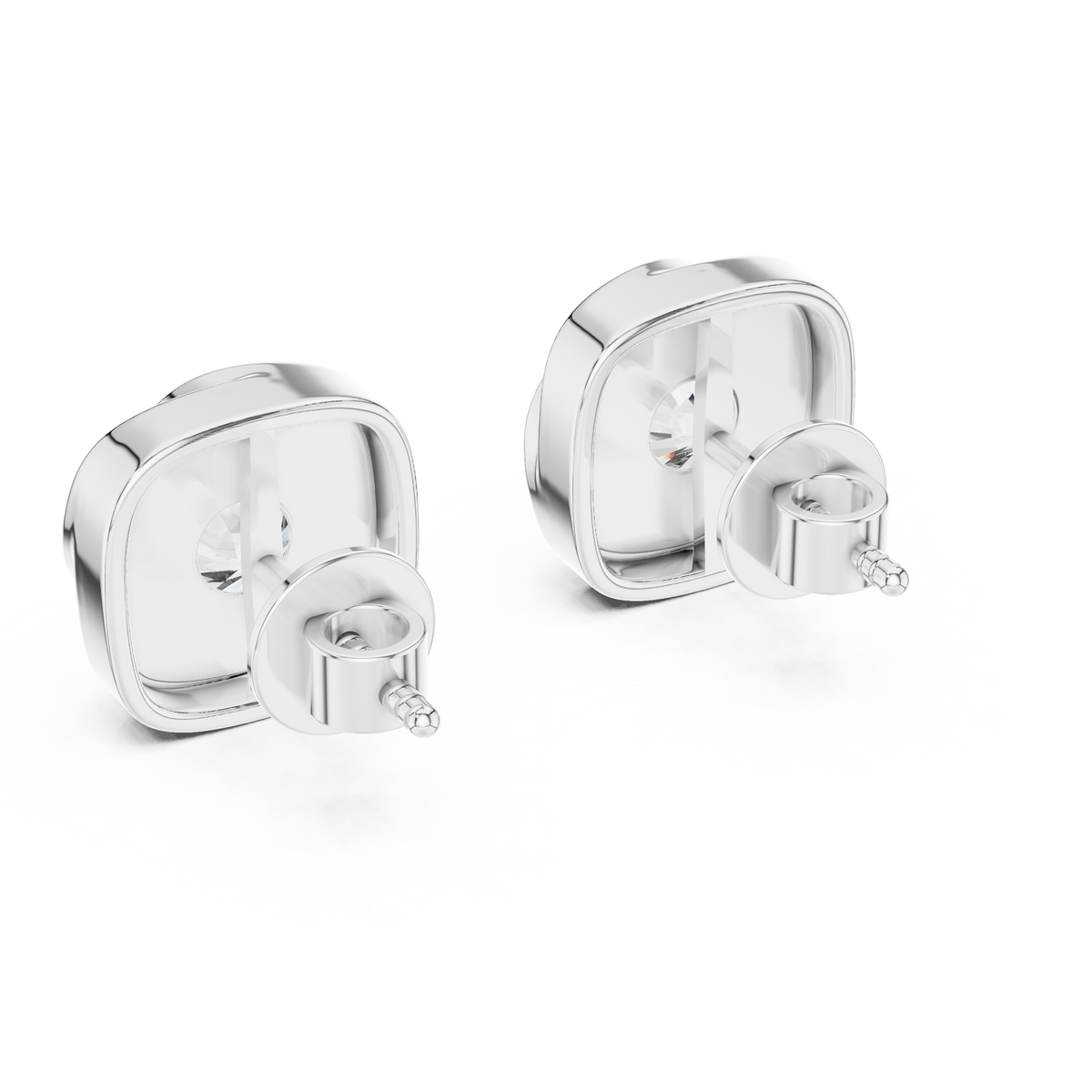 Swirl Bezel Solitaire Diamond Stud Earrings