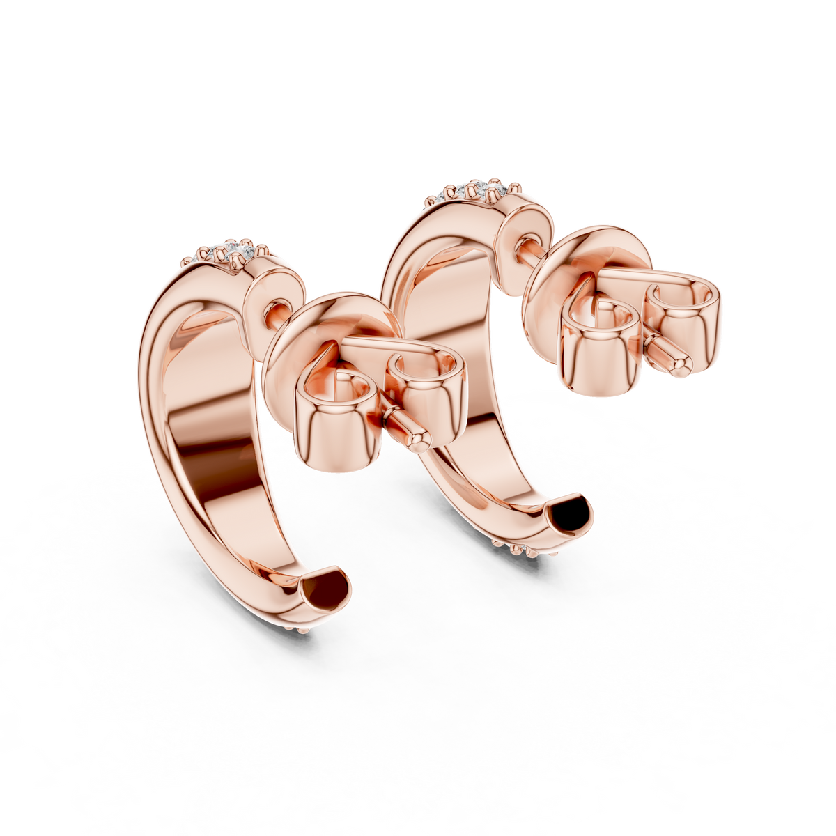 Classic Pave Diamond Hoop Earrings in Rose Gold - VYKA Diamonds