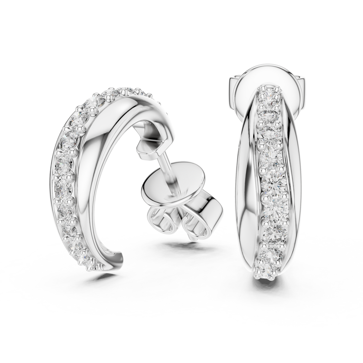 Classic Pave Diamond Hoop Earrings