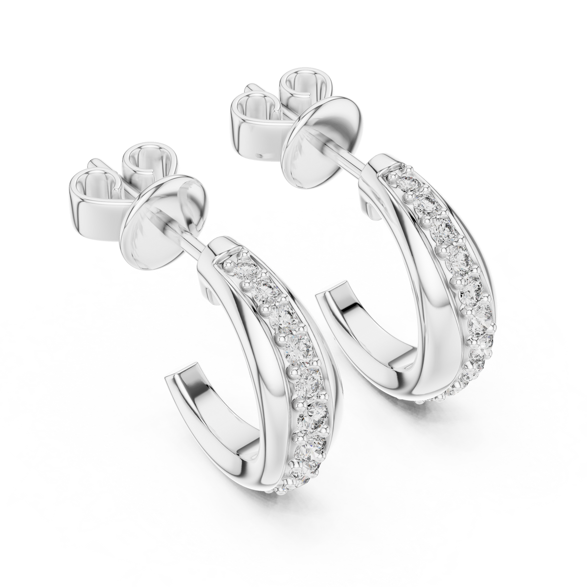 Classic Pave Diamond Hoop Earrings