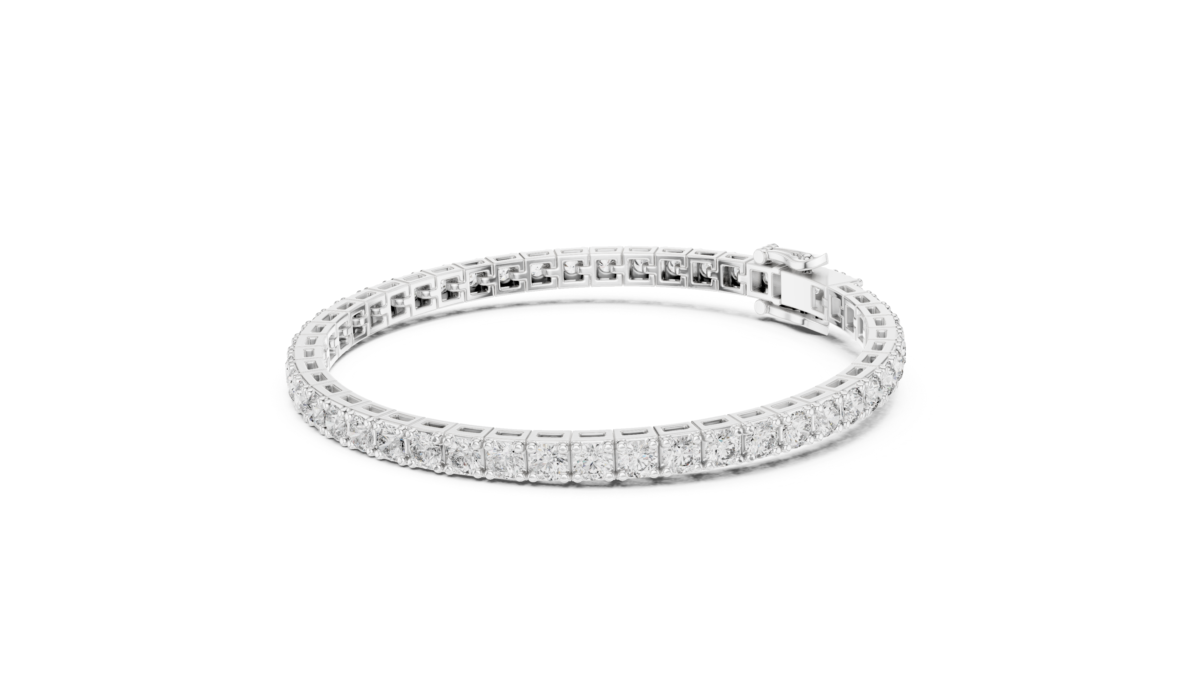 Collet Arc Diamond Bracelet in White Gold - VYKA Diamonds