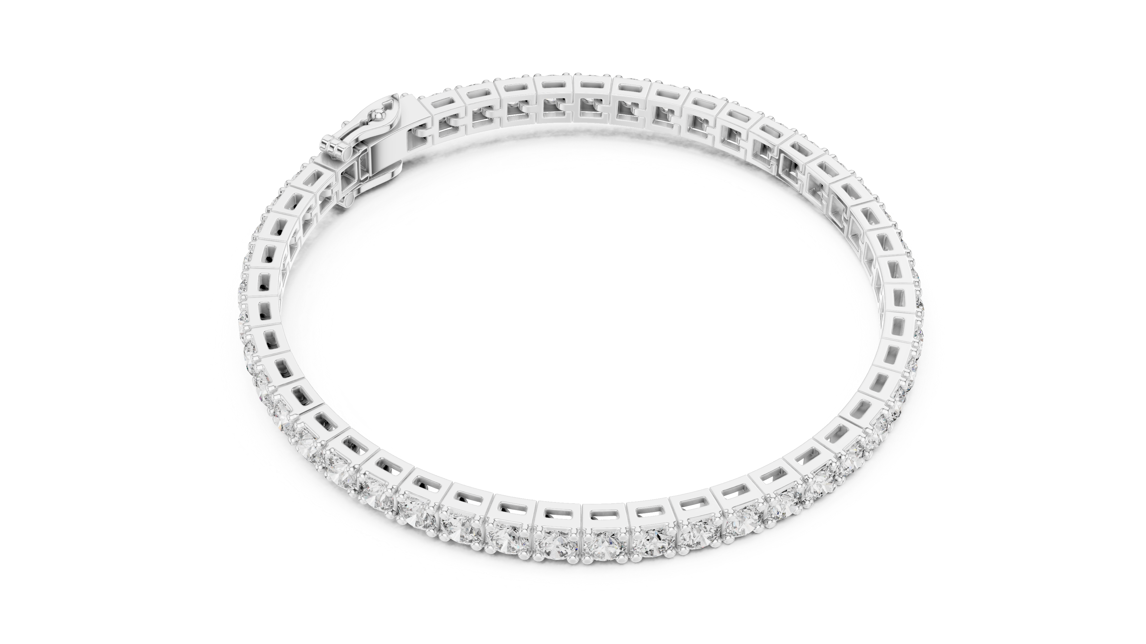Collet Arc Diamond Bracelet in White Gold - VYKA Diamonds