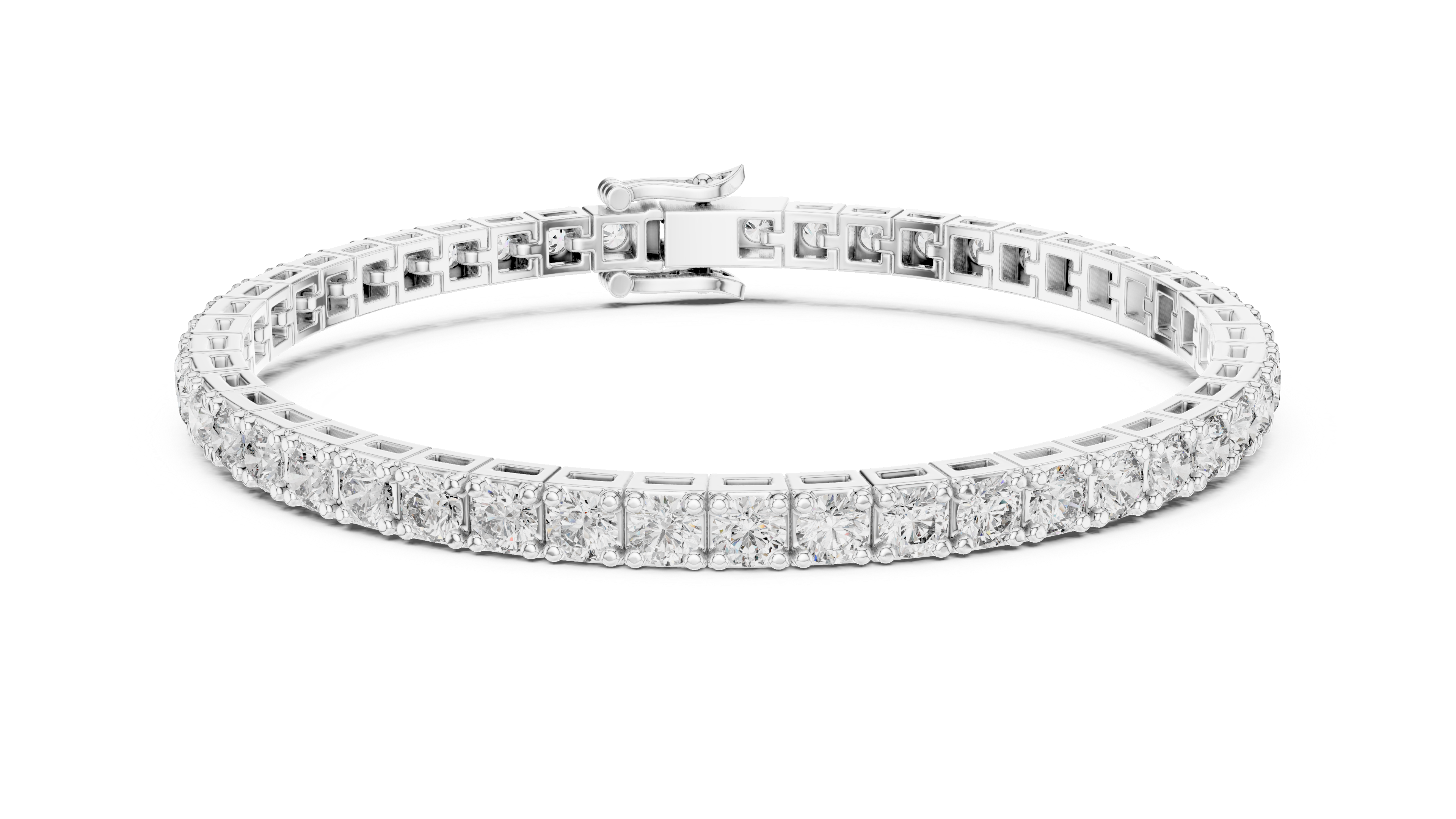Collet Arc Diamond Bracelet in White Gold - VYKA Diamonds