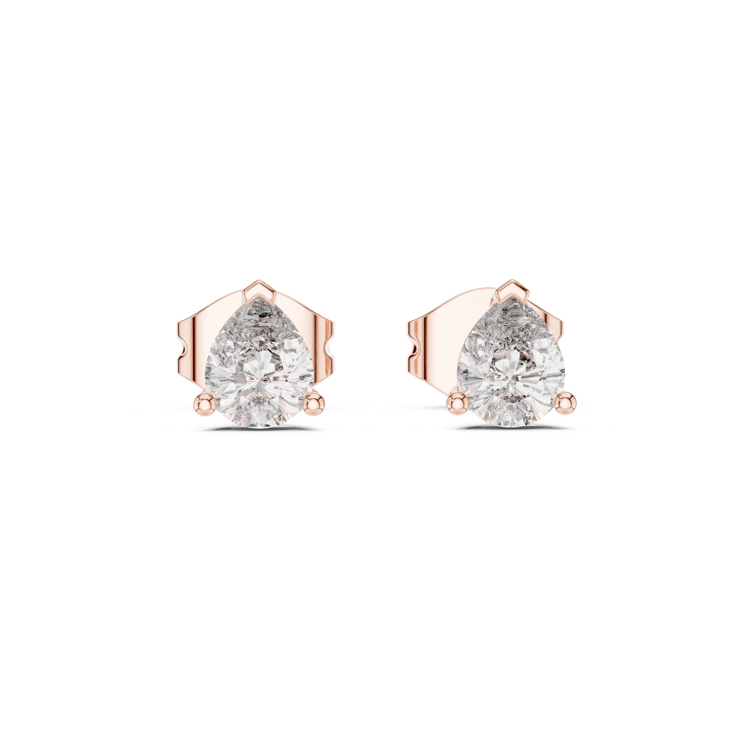 Trillion Solitaire Diamond Stud Earrings in Rose Gold - VYKA Diamonds