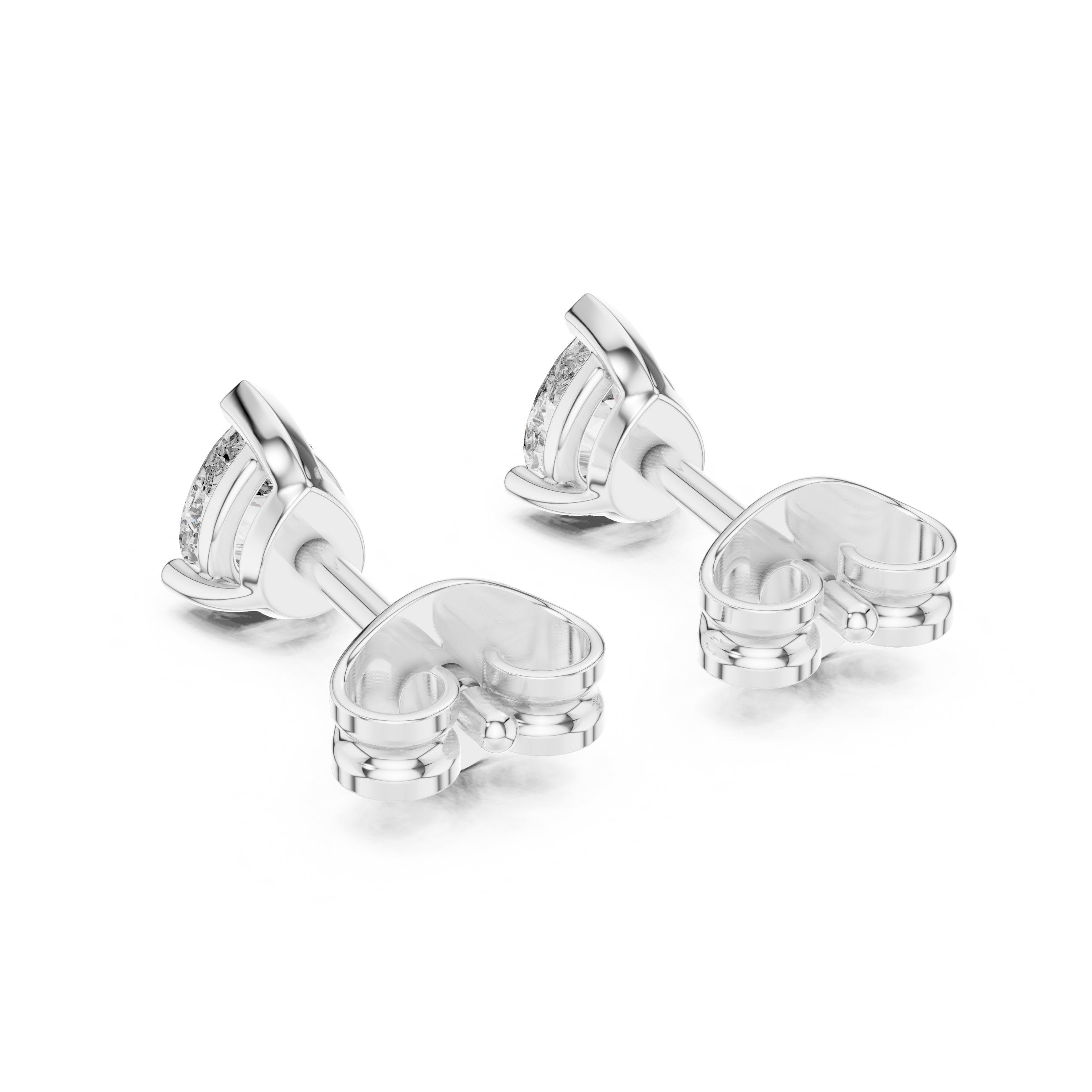 Trillion Solitaire Diamond Stud Earrings in White Gold - VYKA Diamonds