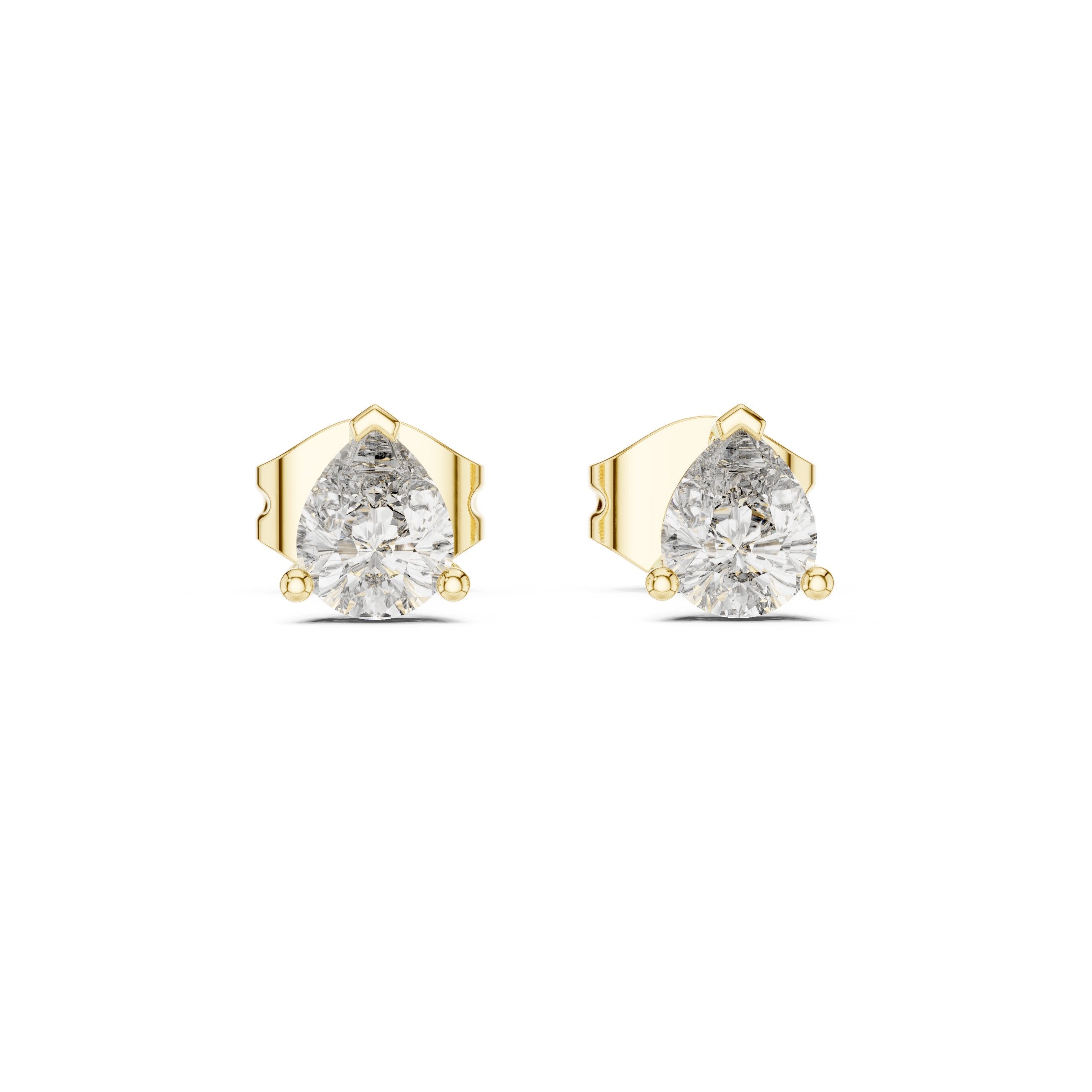 Trillion Solitaire Diamond Stud Earrings in Yellow Gold - VYKA Diamonds