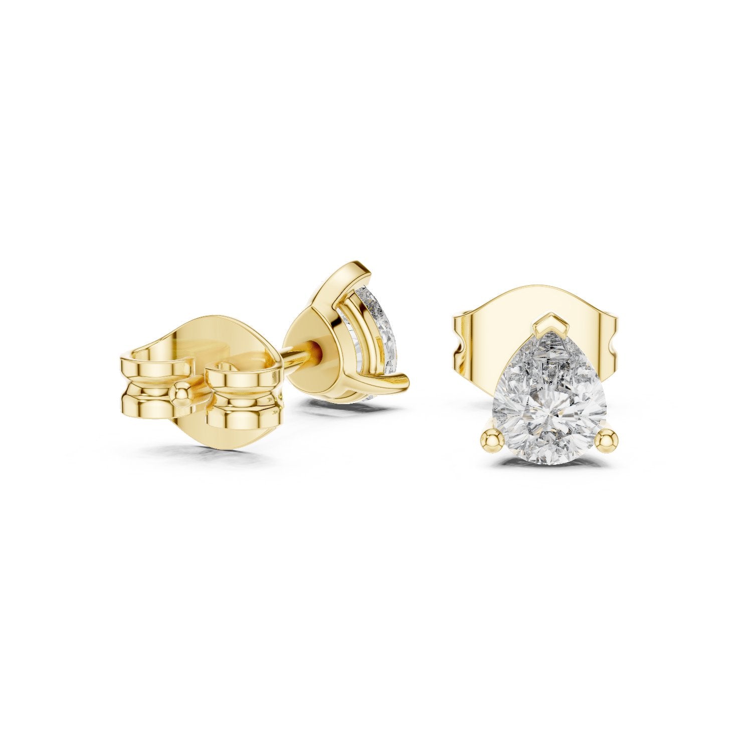 Trillion Solitaire Diamond Stud Earrings in Yellow Gold - VYKA Diamonds