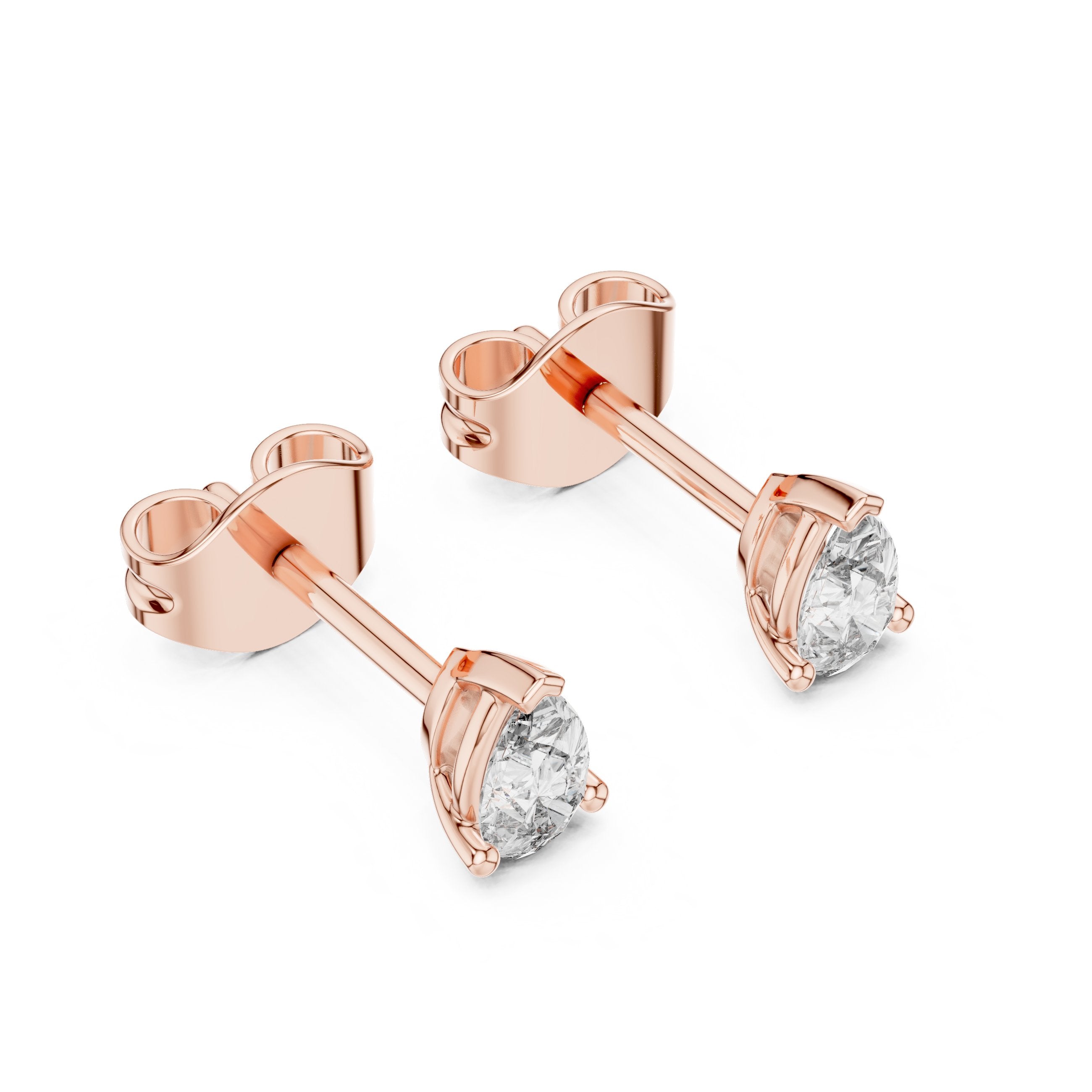 Pear Stud Solitaire Stud Earrings in Rose Gold - VYKA Diamonds
