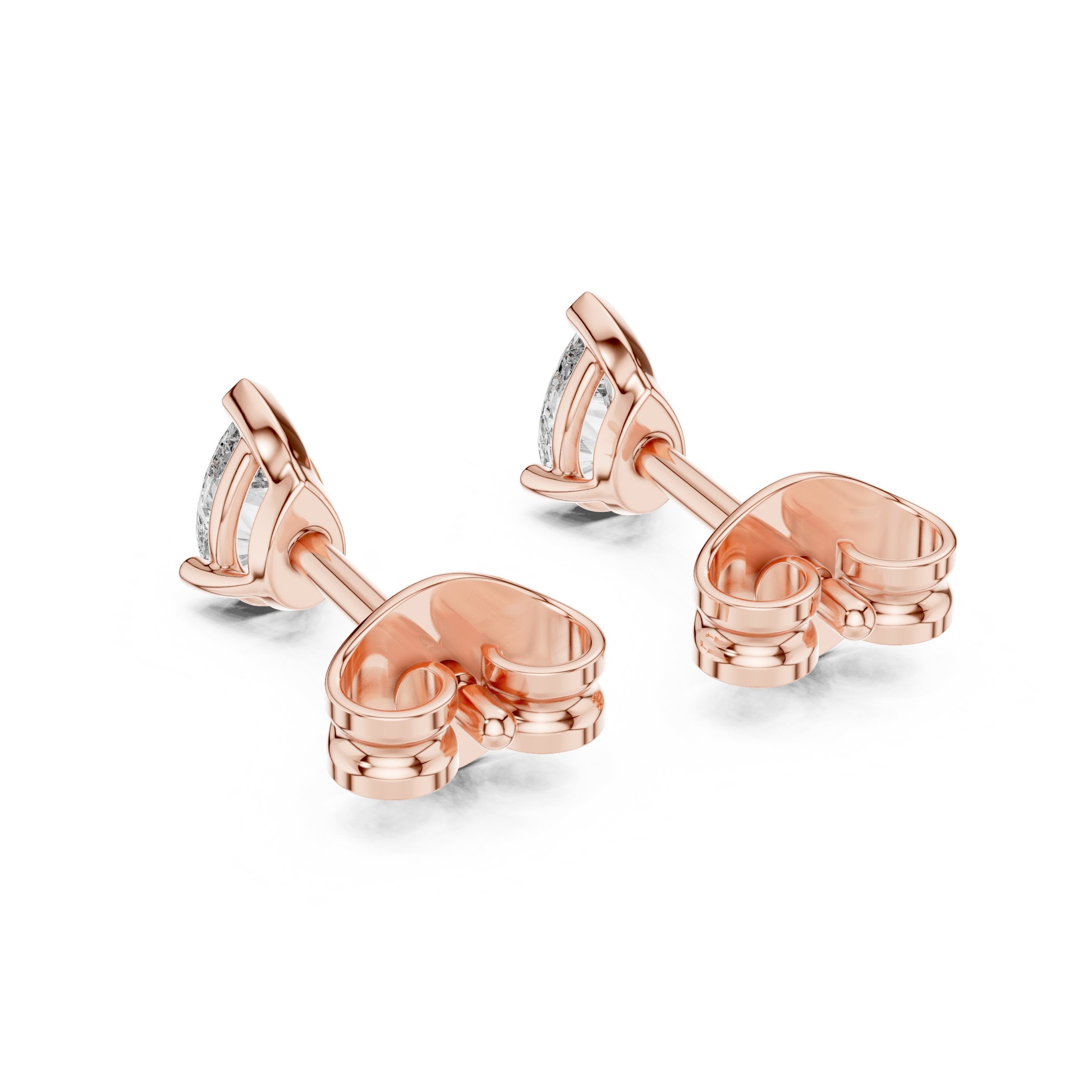 Pear Stud Solitaire Stud Earrings in Rose Gold - VYKA Diamonds