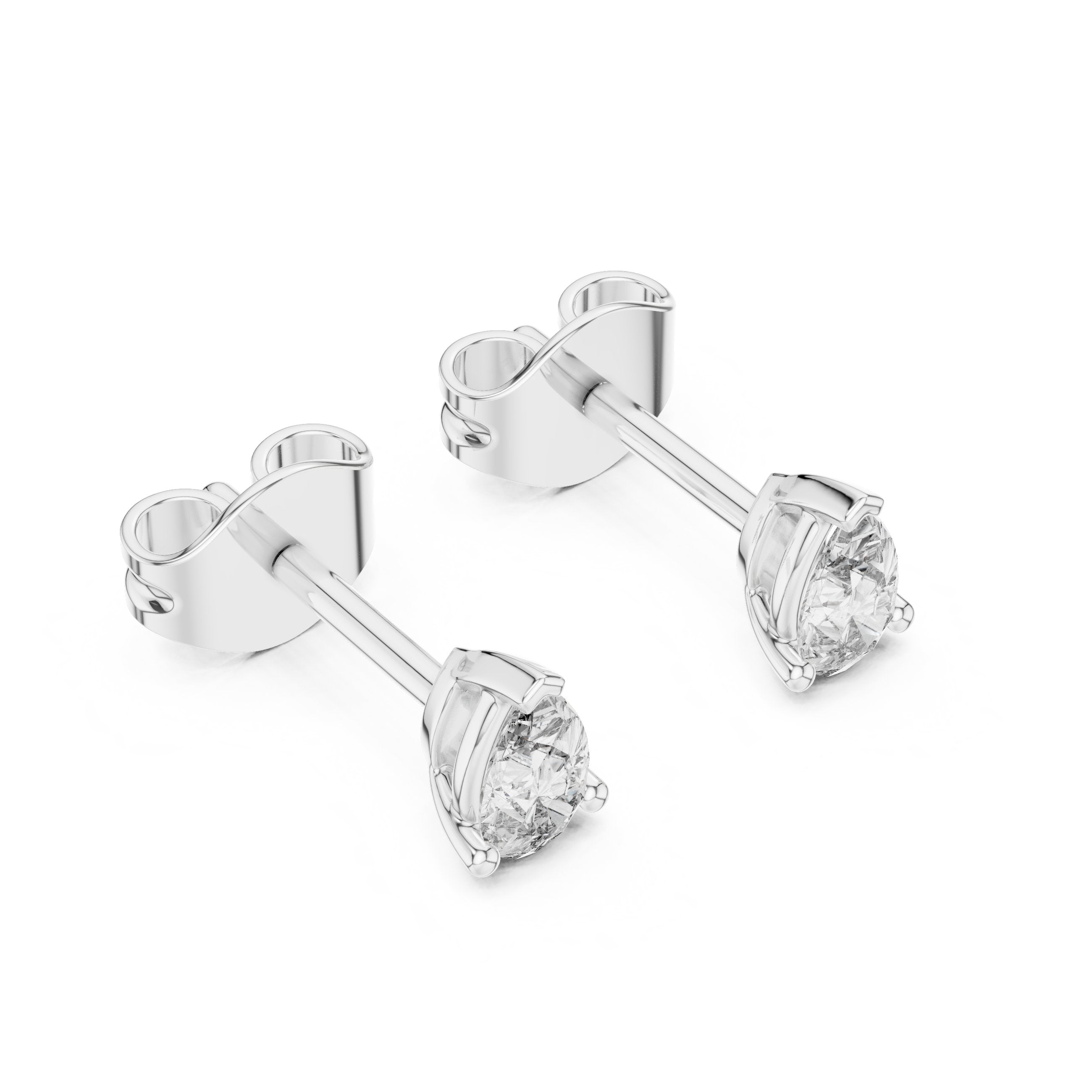 Pear Stud Solitaire Stud Earrings in White Gold - VYKA Diamonds