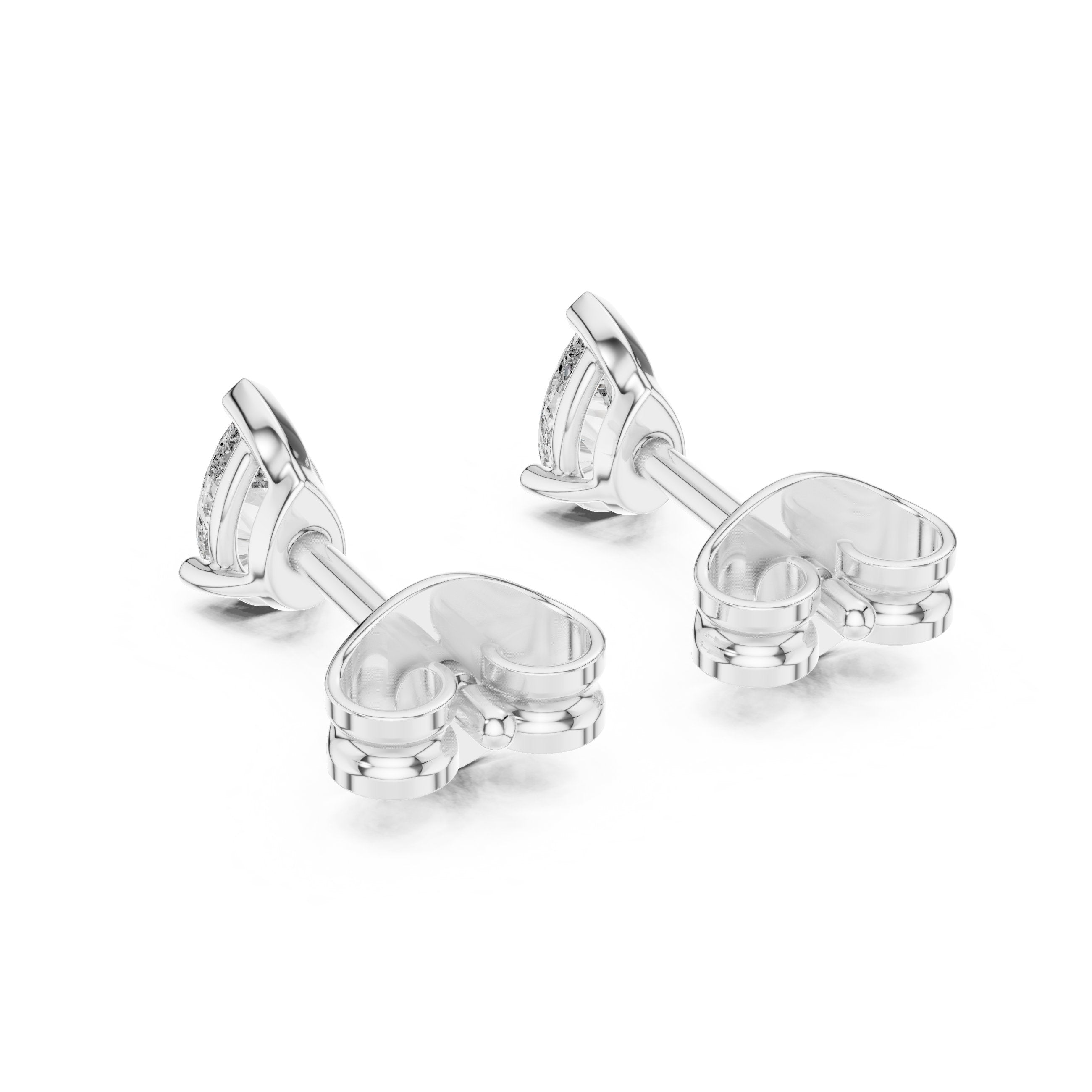 Pear Stud Solitaire Stud Earrings in White Gold - VYKA Diamonds