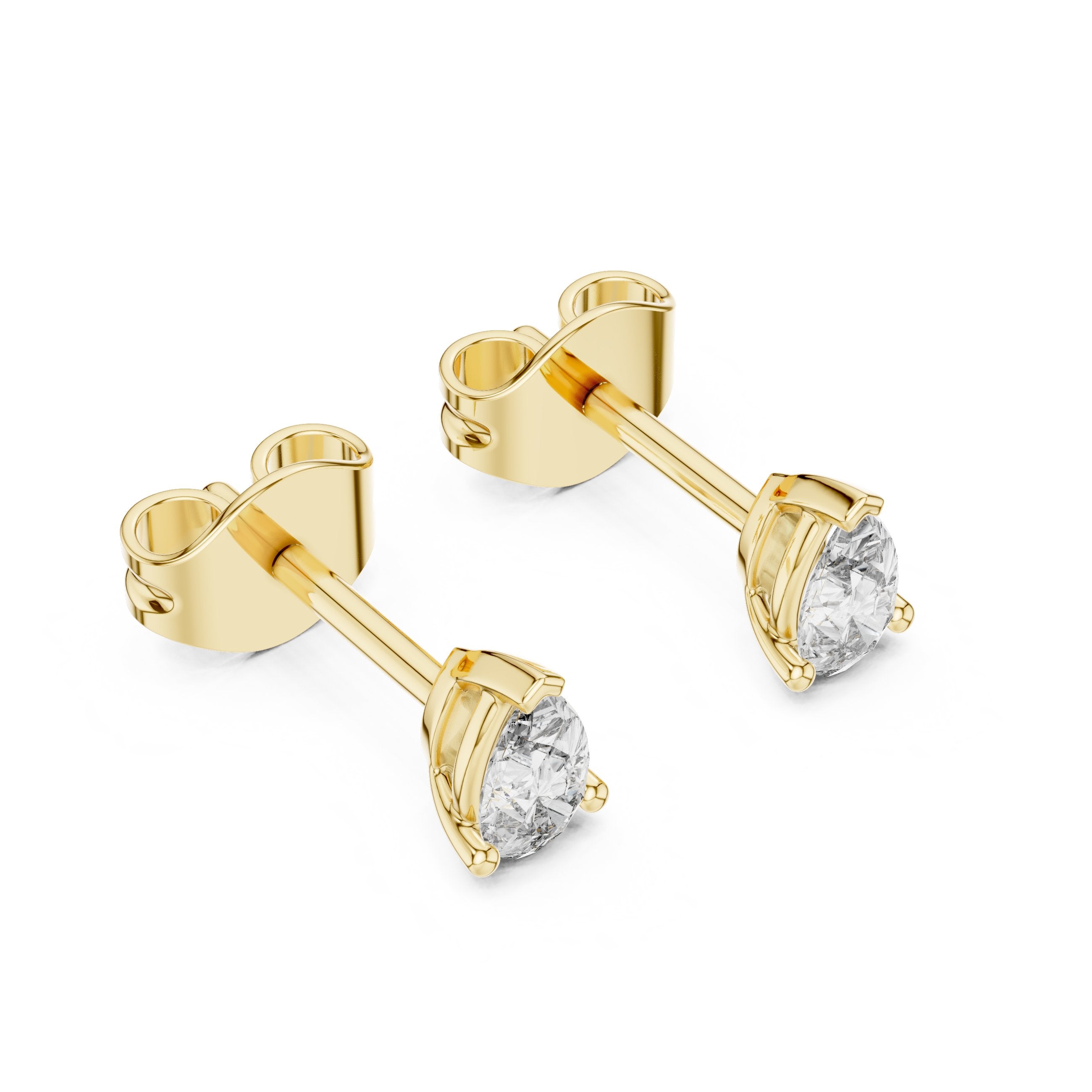 Pear Stud Solitaire Stud Earrings in Yellow Gold - VYKA Diamonds