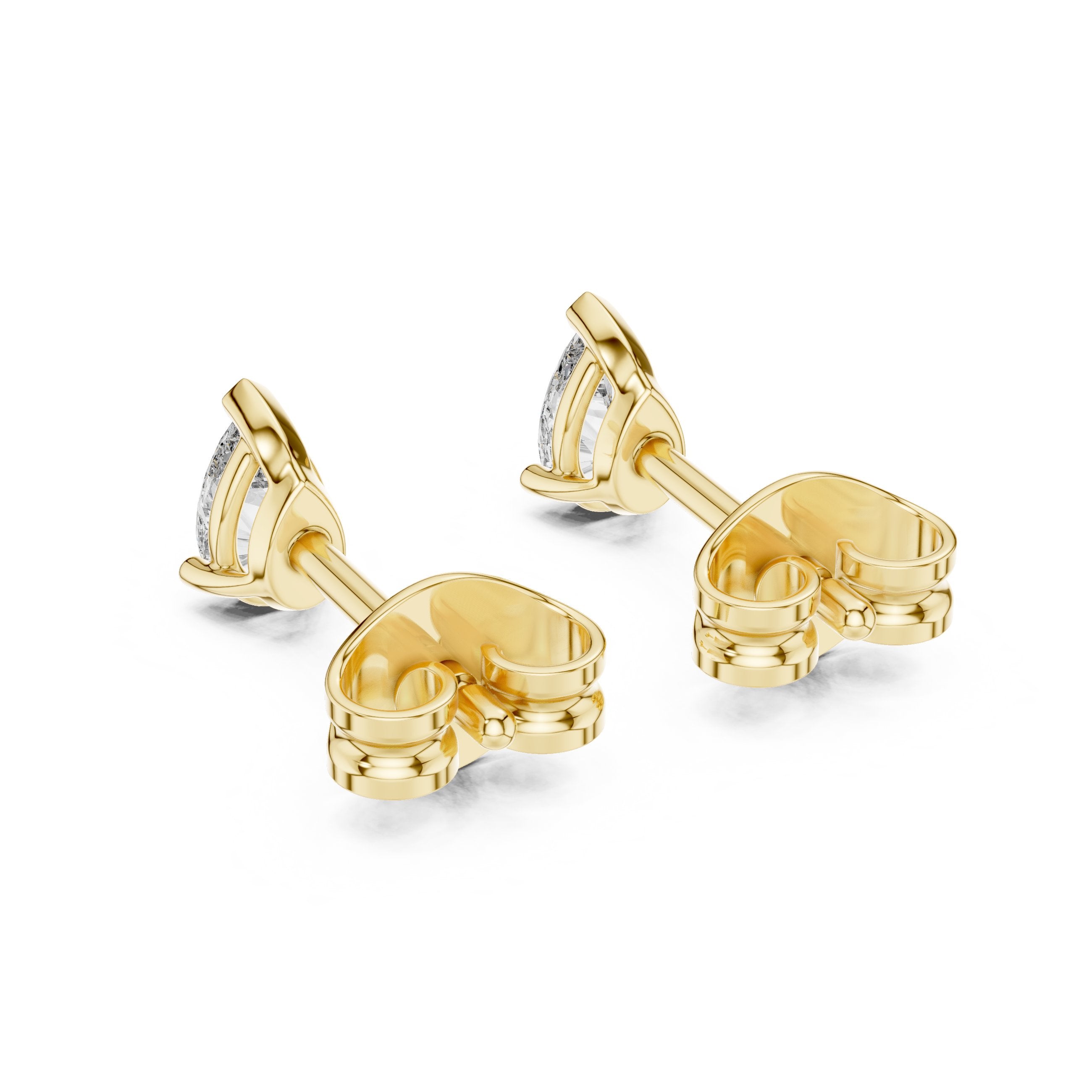 Pear Stud Solitaire Stud Earrings in Yellow Gold - VYKA Diamonds