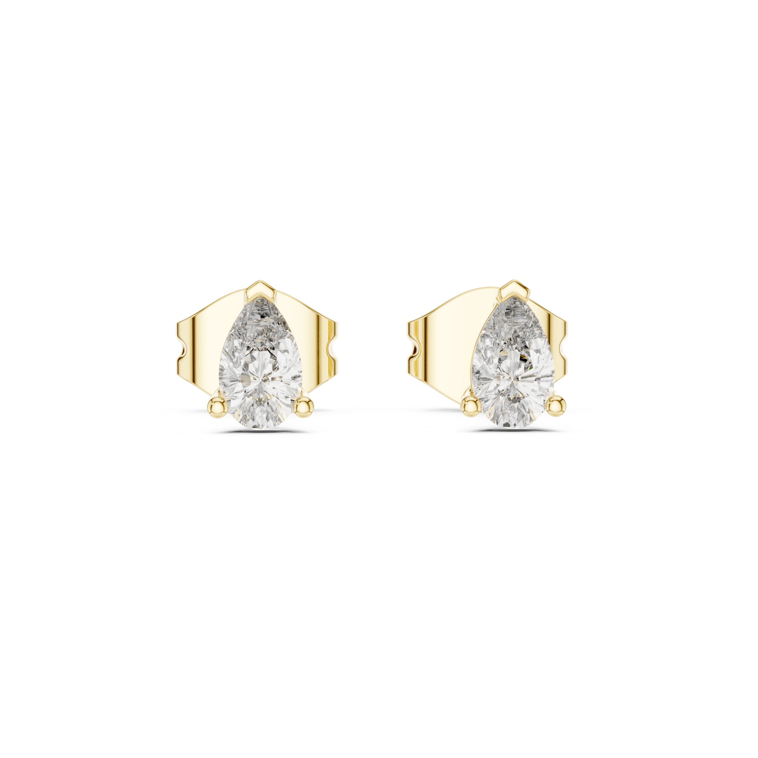 Pear Stud Solitaire Stud Earrings in Yellow Gold - VYKA Diamonds