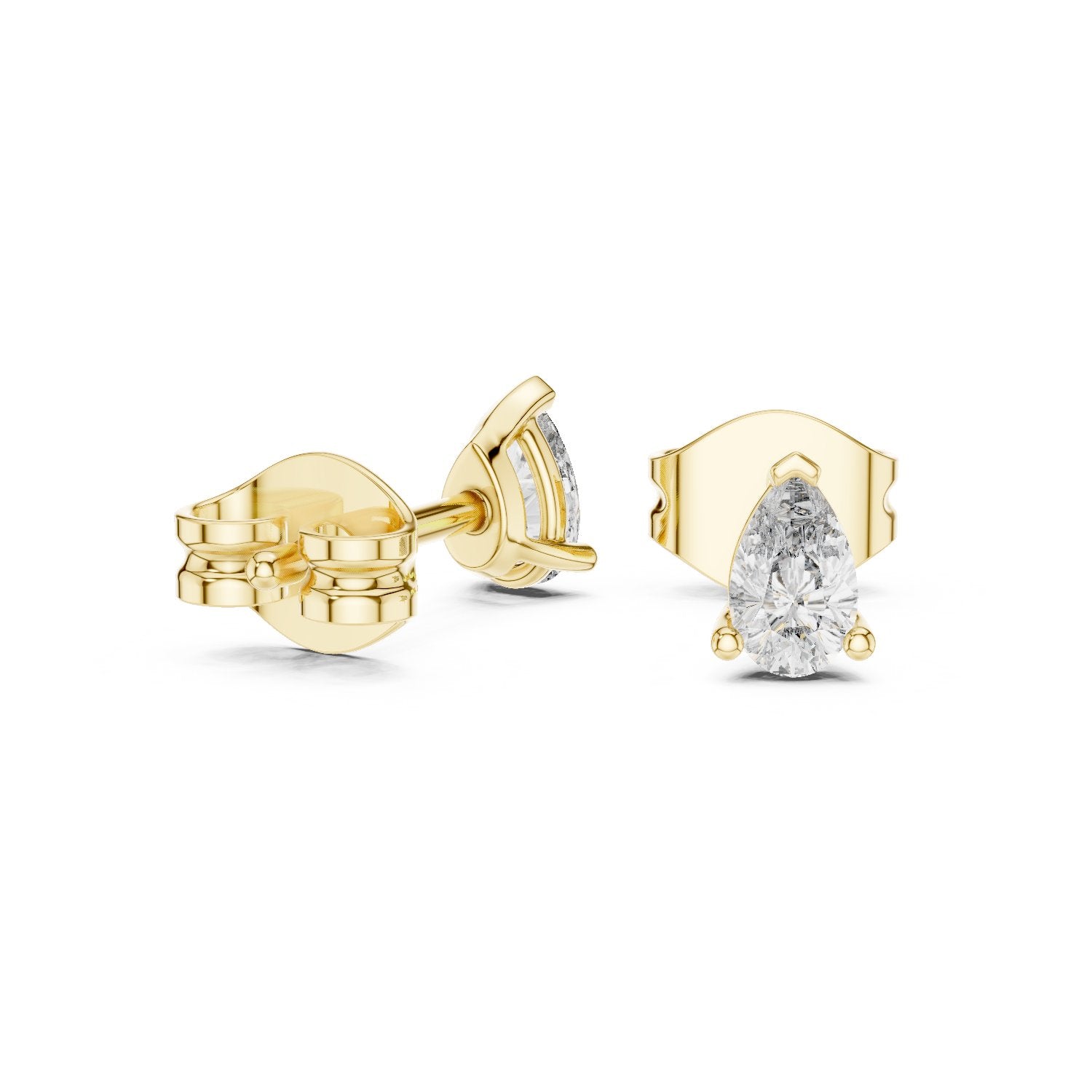 Pear Stud Solitaire Stud Earrings in Yellow Gold - VYKA Diamonds