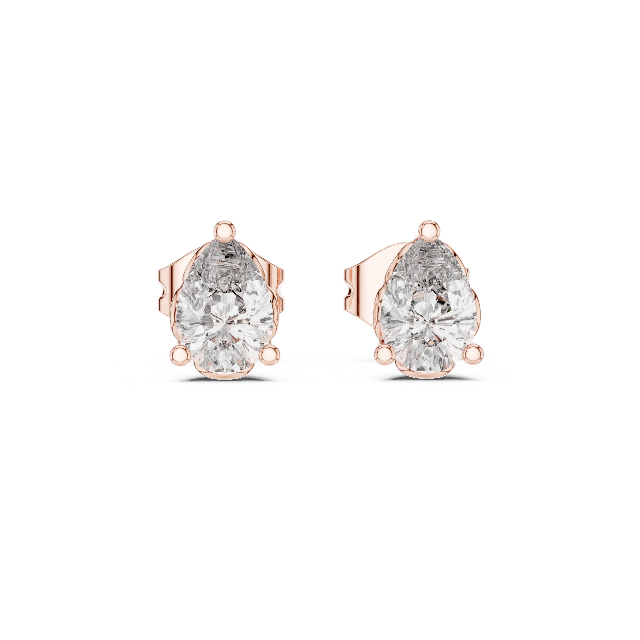 Heart Solitaire Diamond Stud Earrings in Rose Gold - VYKA Diamonds