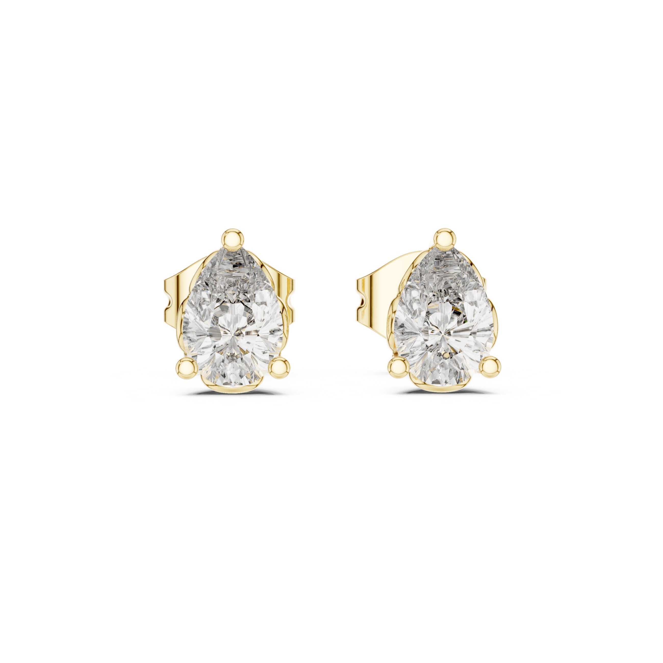 Heart Solitaire Diamond Stud Earrings in Yellow Gold - VYKA Diamonds