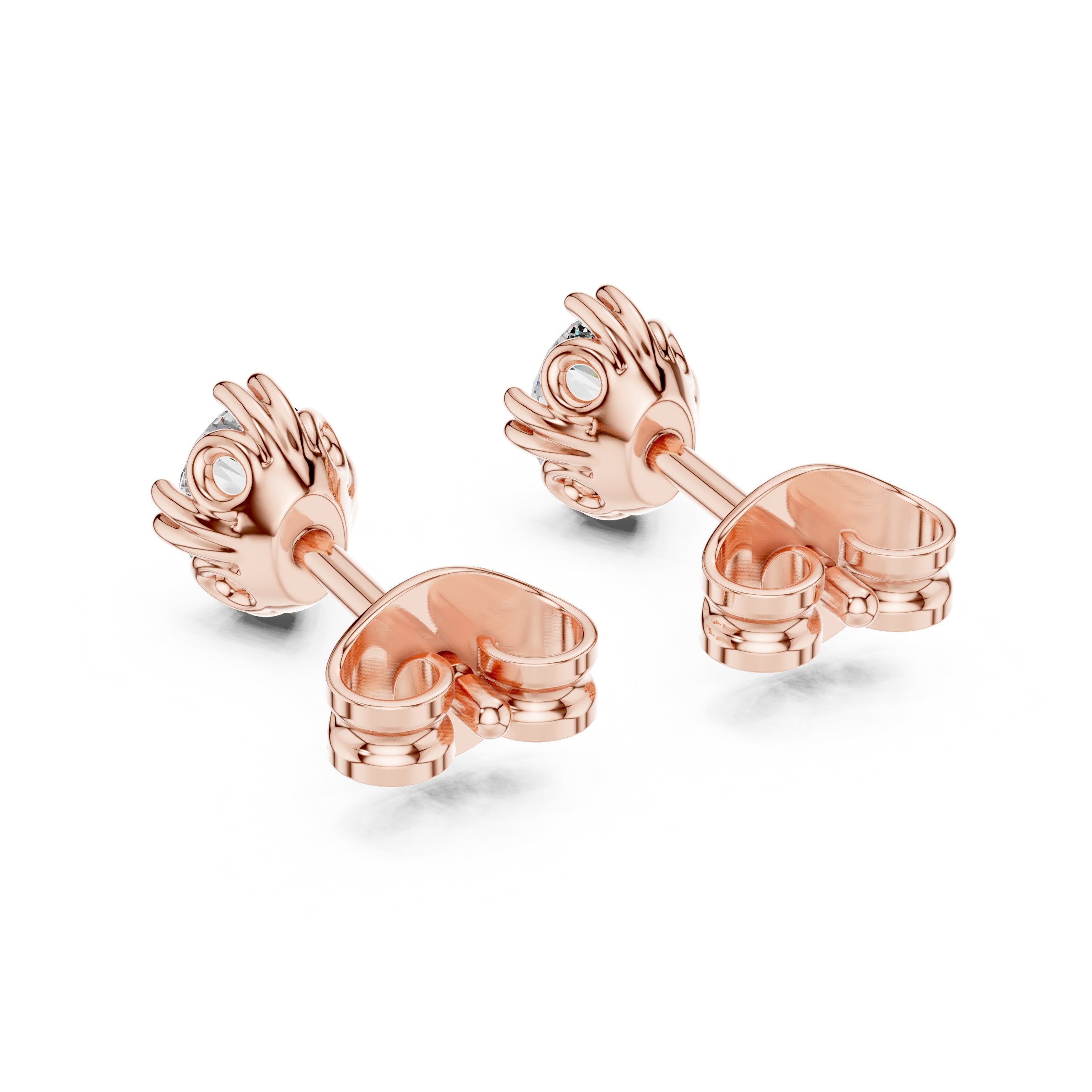 Oval Solitaire Diamond Stud Earrings in Rose Gold - VYKA Diamonds