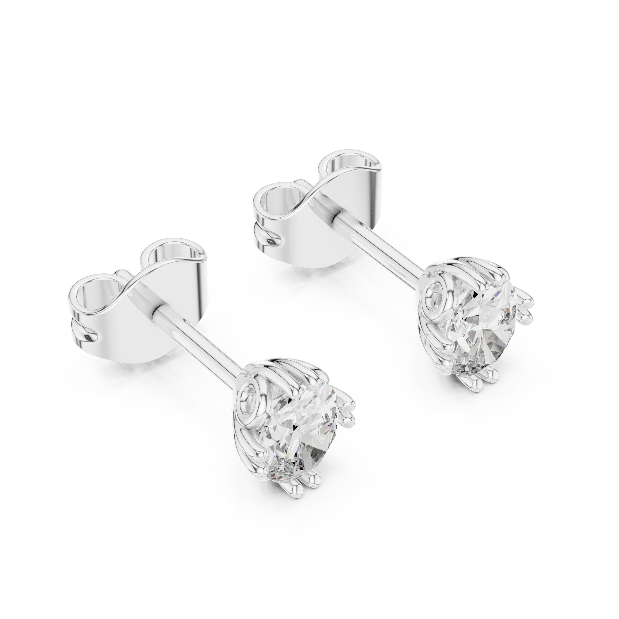 Oval Solitaire Diamond Stud Earrings in White Gold - VYKA Diamonds