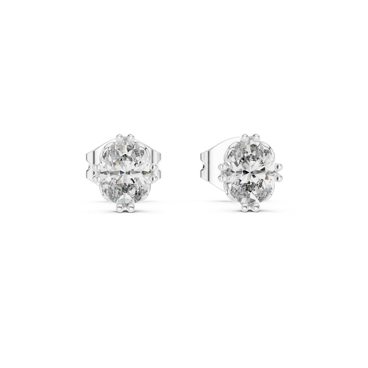 Oval Solitaire Diamond Stud Earrings