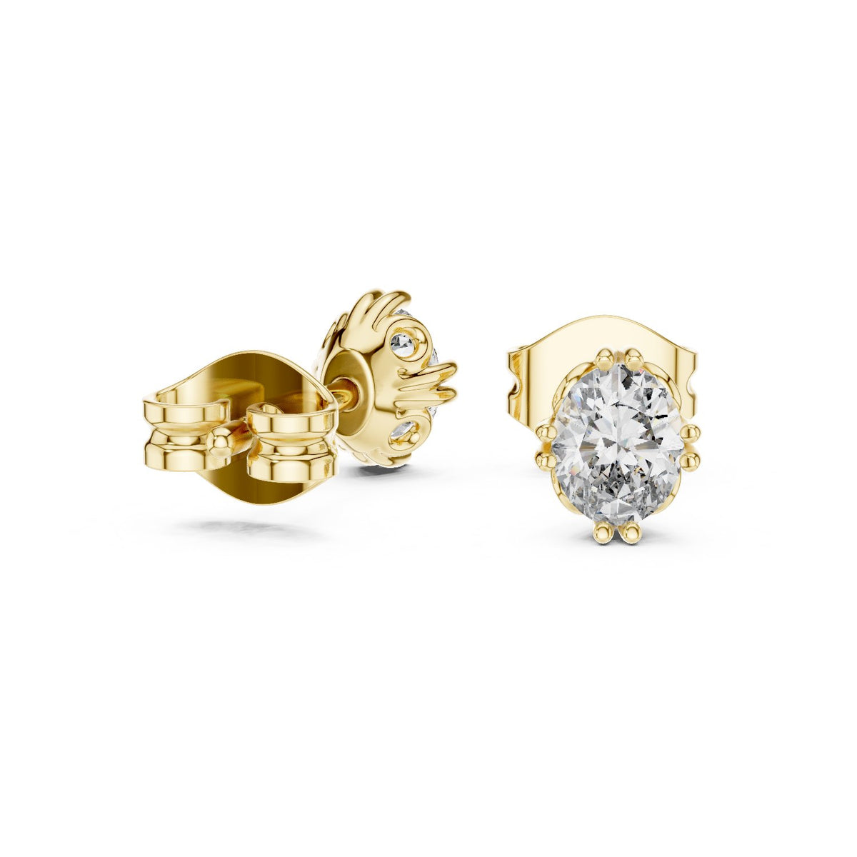 Oval Solitaire Diamond Stud Earrings