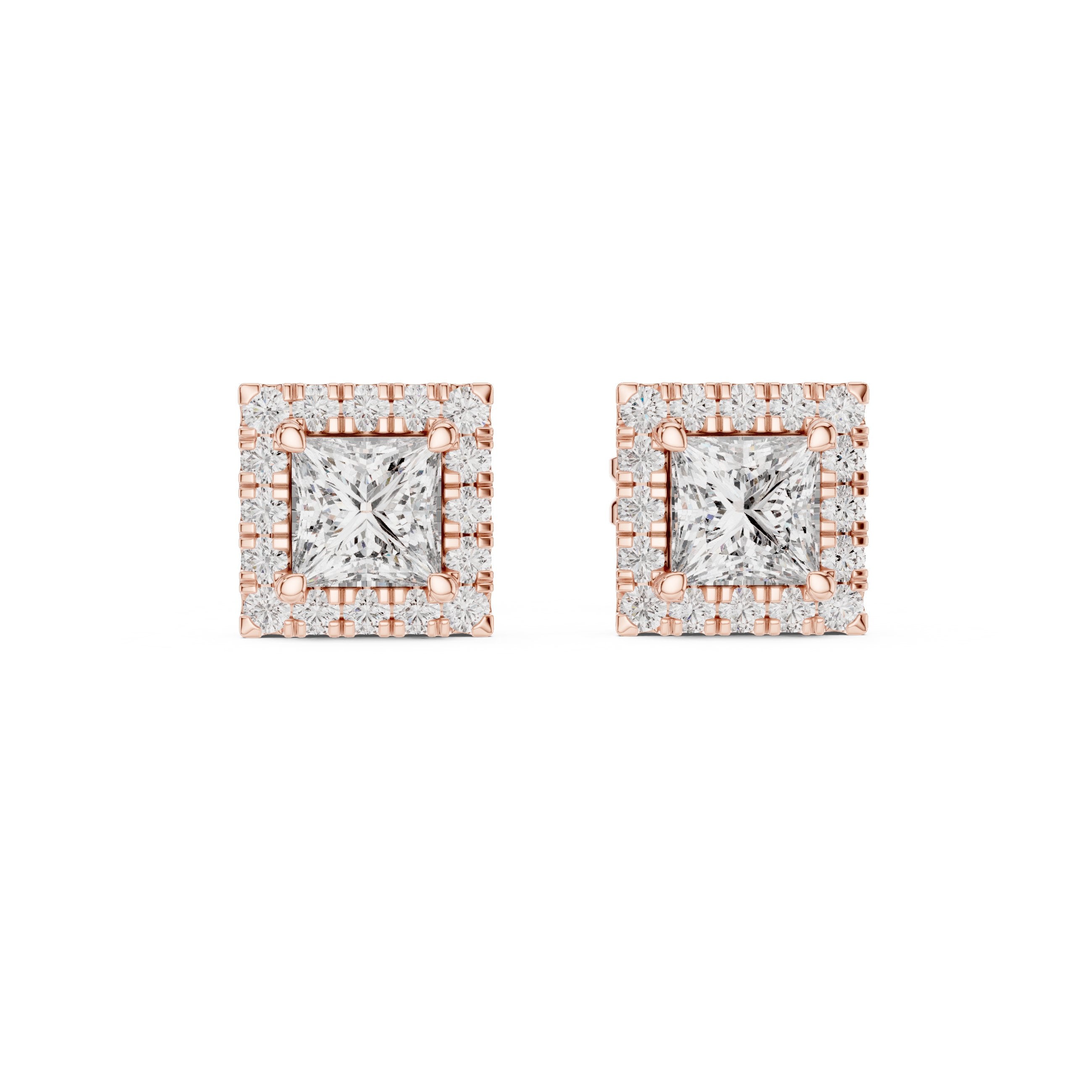حلقان سوليتير أميرة ألماسية in Rose Gold - VYKA Diamonds