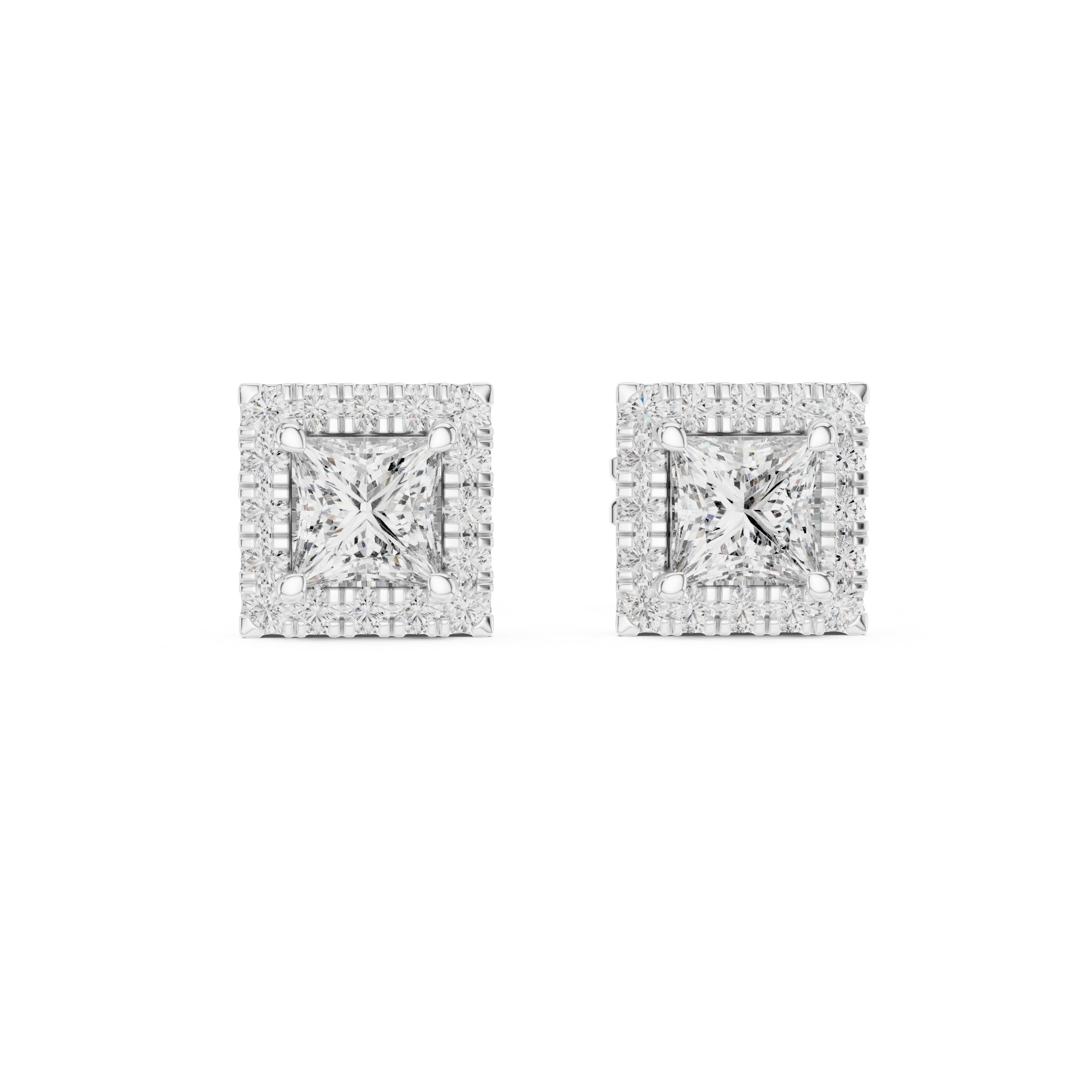 حلقان سوليتير أميرة ألماسية in White Gold - VYKA Diamonds