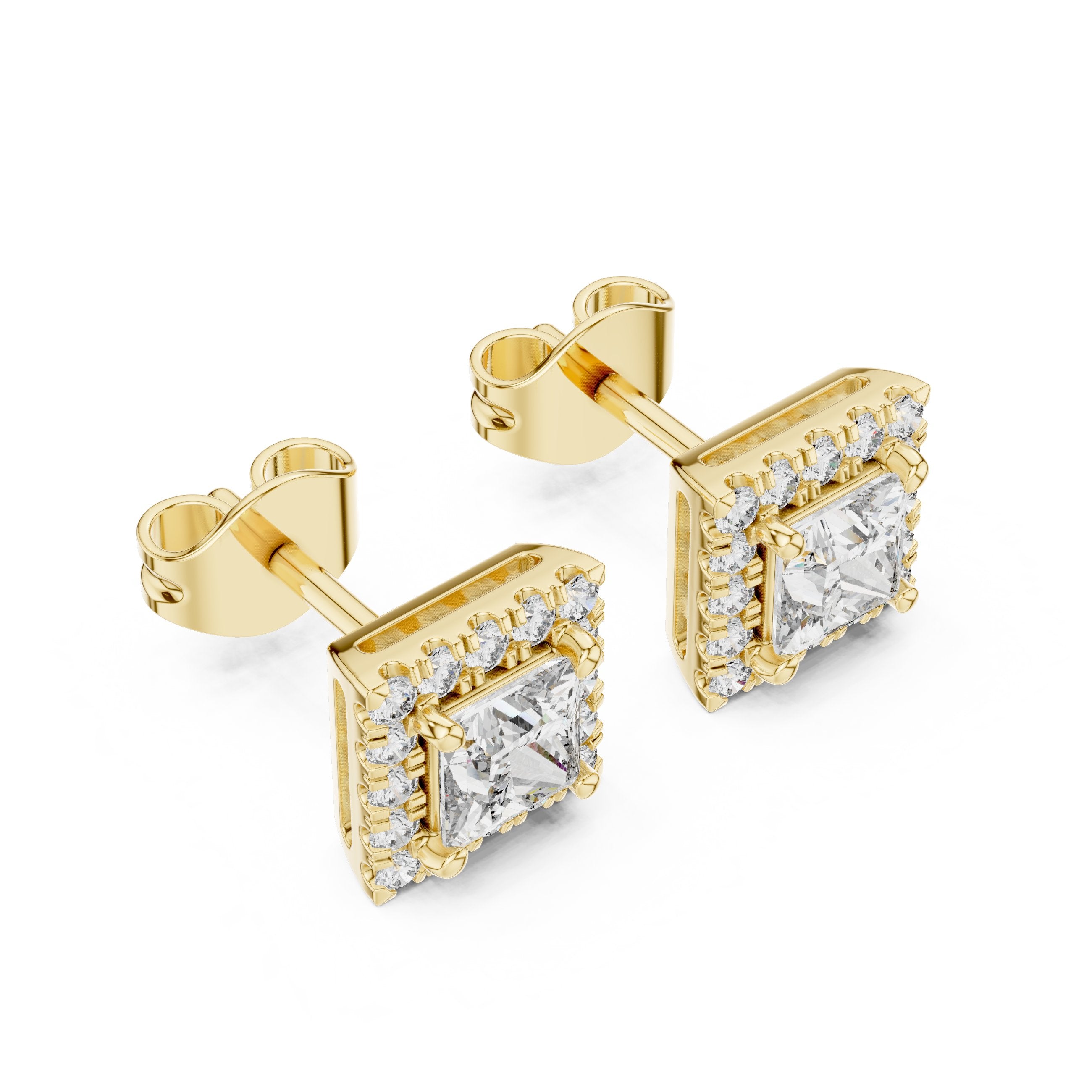 حلقان سوليتير أميرة ألماسية in Yellow Gold - VYKA Diamonds