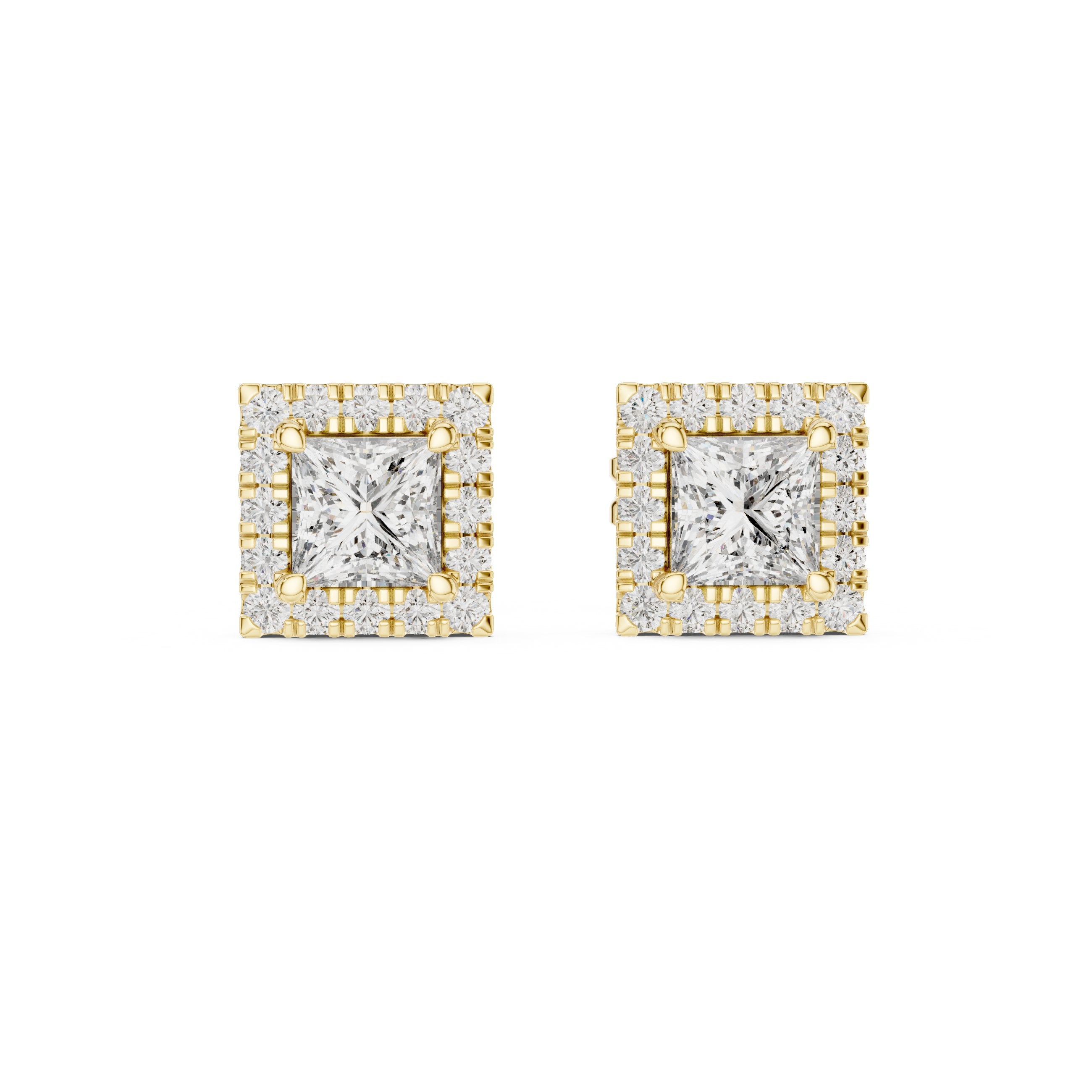 حلقان سوليتير أميرة ألماسية in Yellow Gold - VYKA Diamonds
