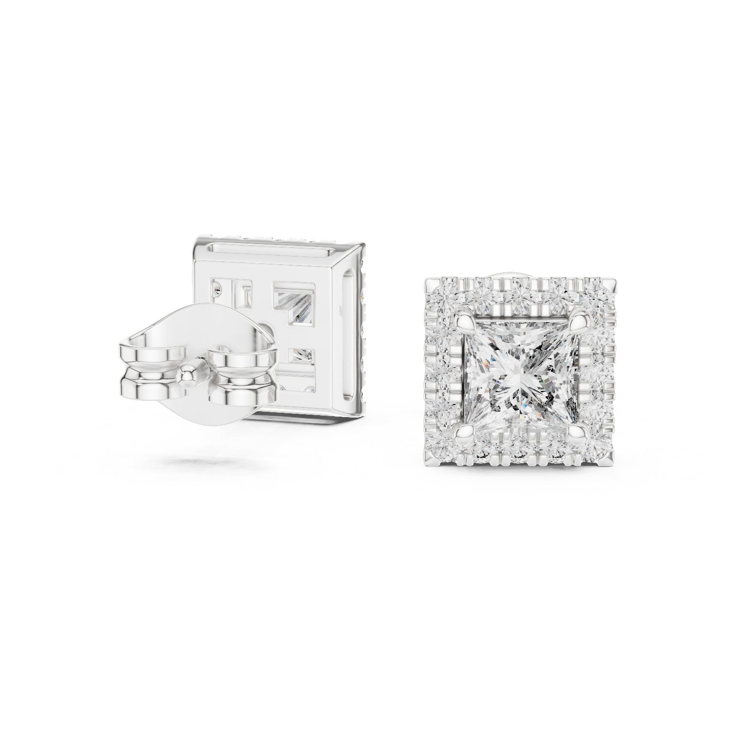 حلقان سوليتير أميرة ألماسية in White Gold - VYKA Diamonds