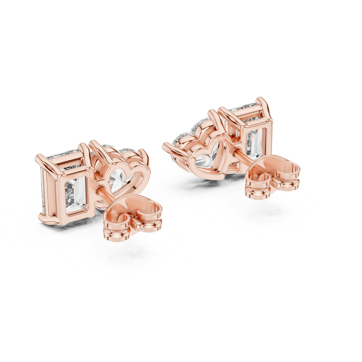 Emerald Heart Toi et Moi Stud Earrings