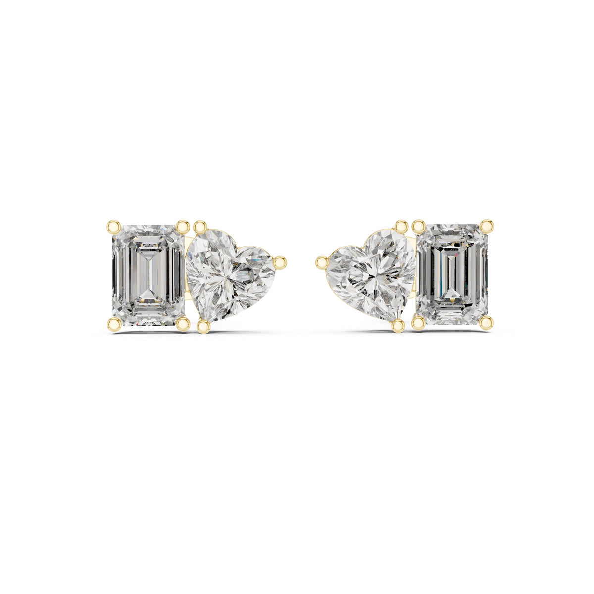 Emerald Heart Toi et Moi Stud Earrings