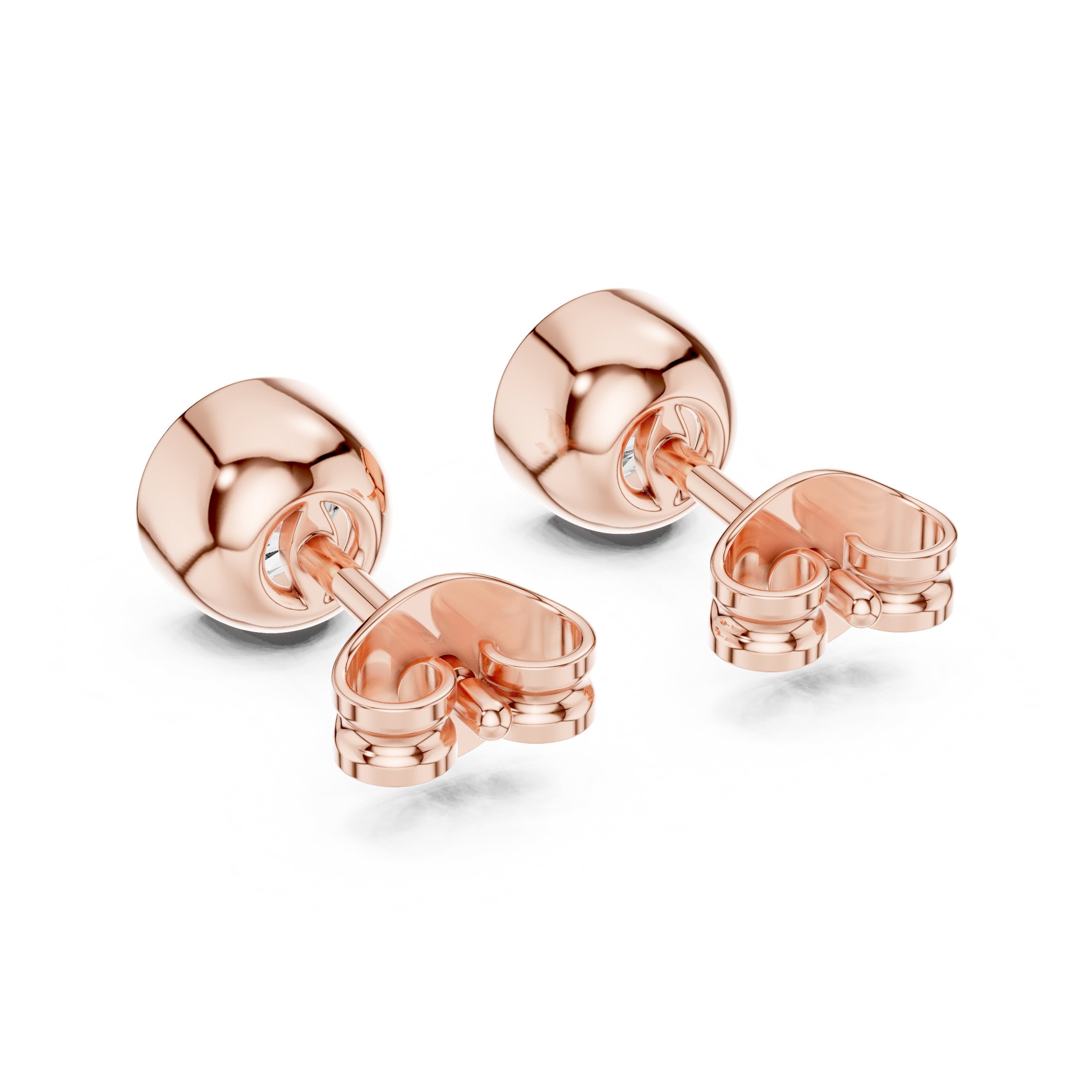 حلقان سوليتير ألماس مرصعة ذات إطار دائري in Rose Gold - VYKA Diamonds