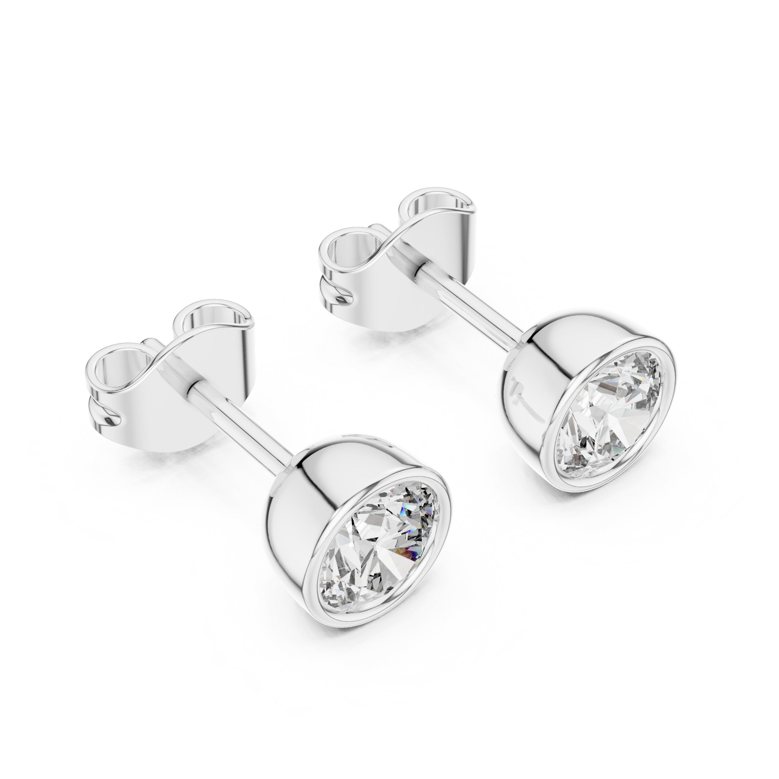 حلقان سوليتير ألماس مرصعة ذات إطار دائري in White Gold - VYKA Diamonds