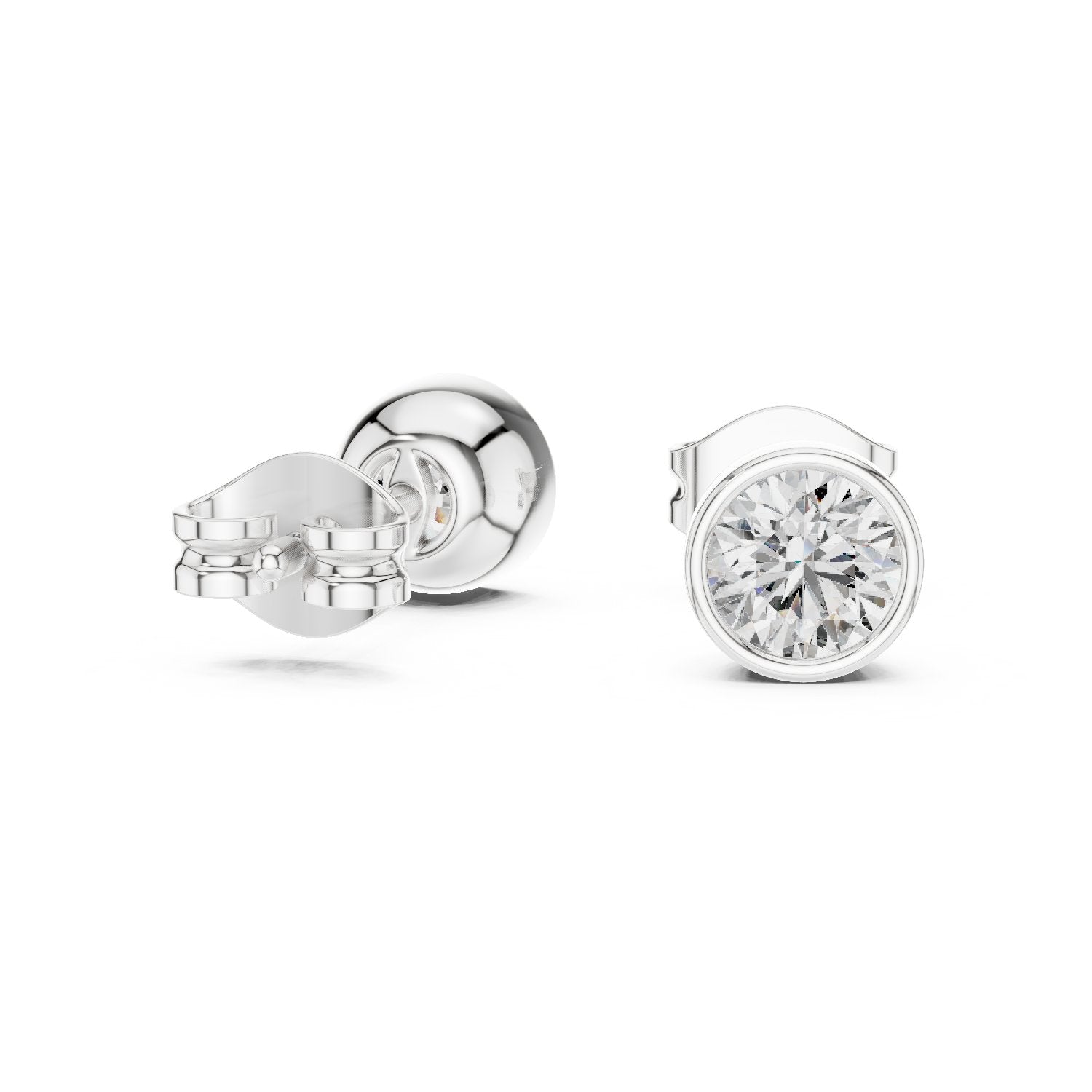 حلقان سوليتير ألماس مرصعة ذات إطار دائري in White Gold - VYKA Diamonds