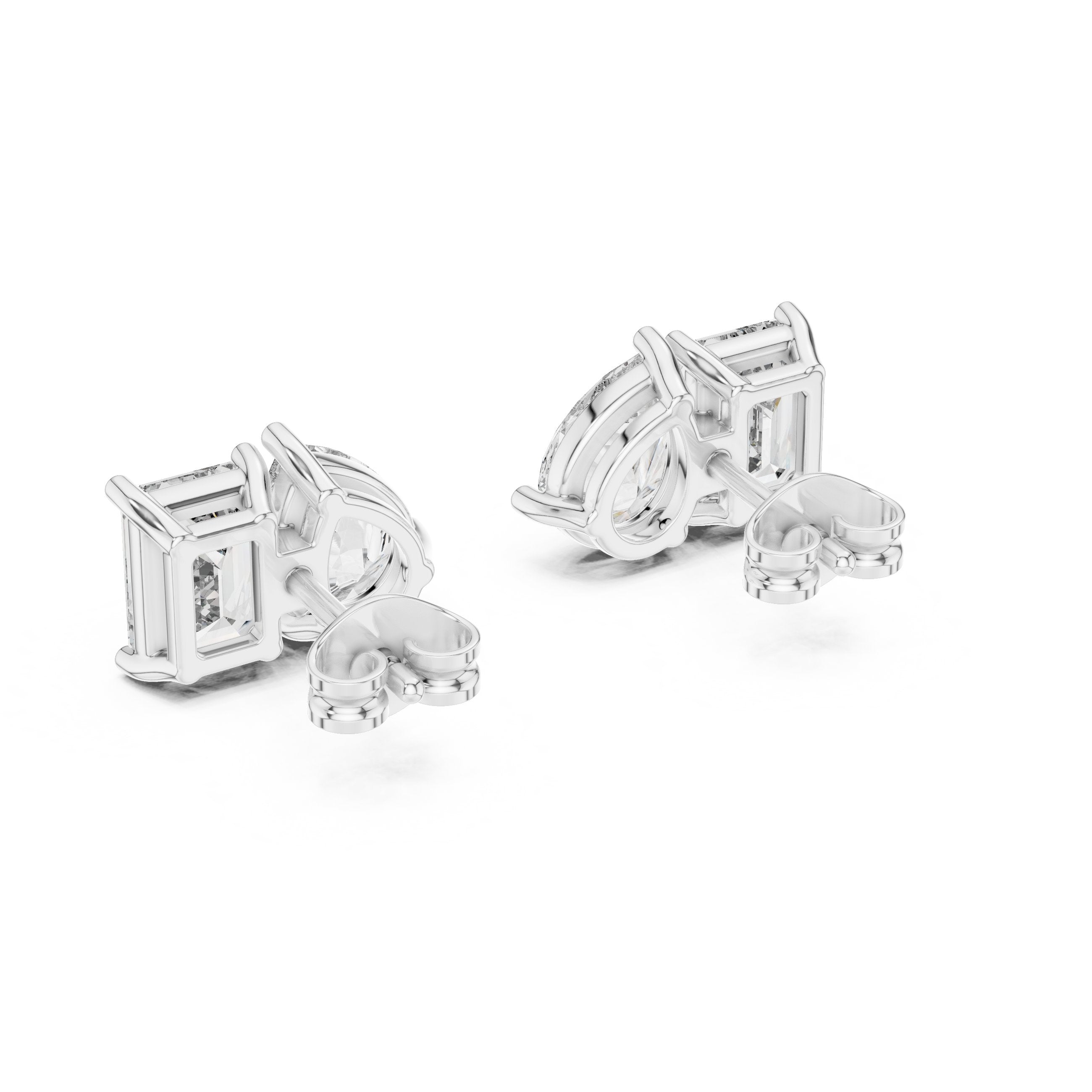 حلقان مرصعة بتصميم الزمرد الدائري "أنت وأنا" in White Gold - VYKA Diamonds
