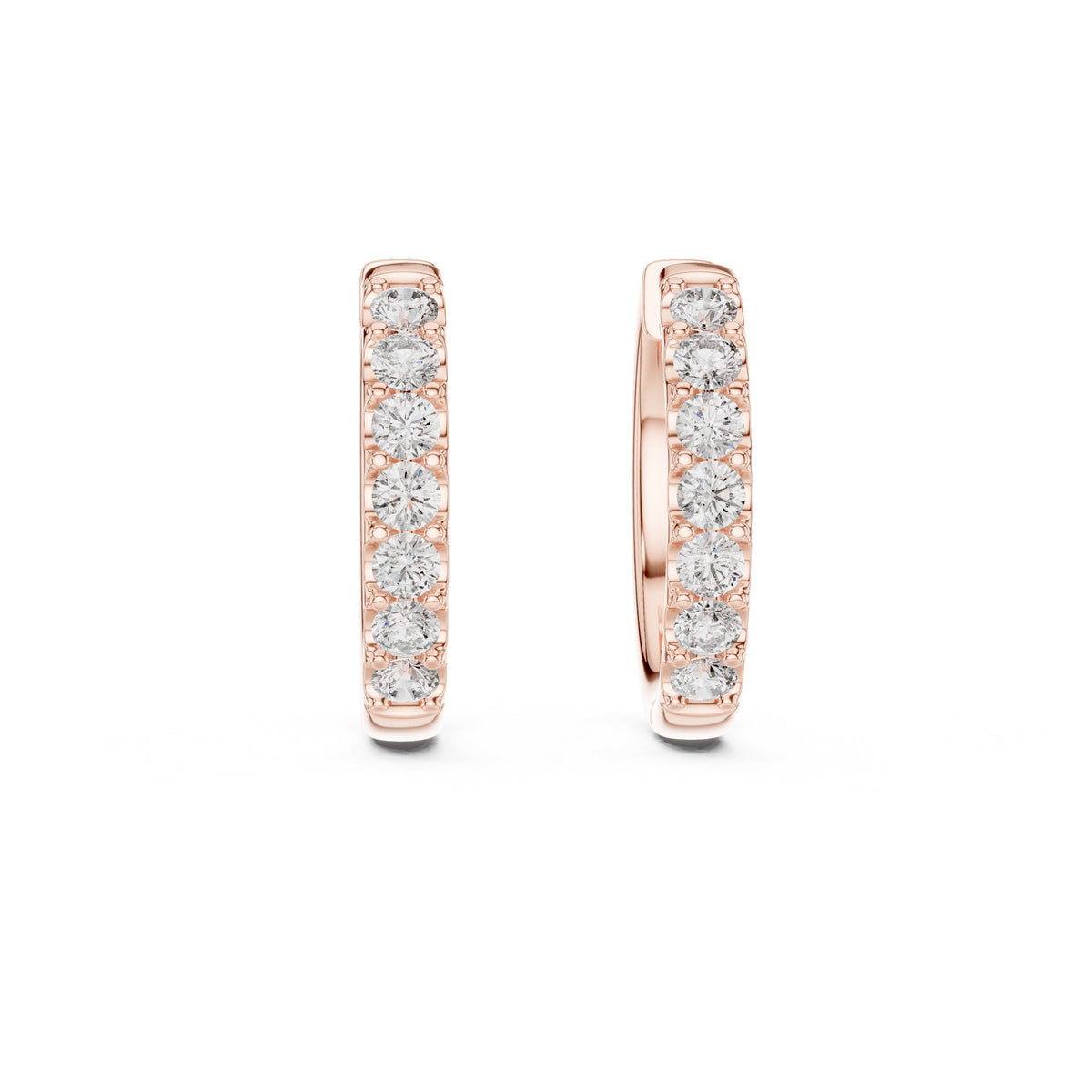 Single Row Pave Diamond Huggie Earrings