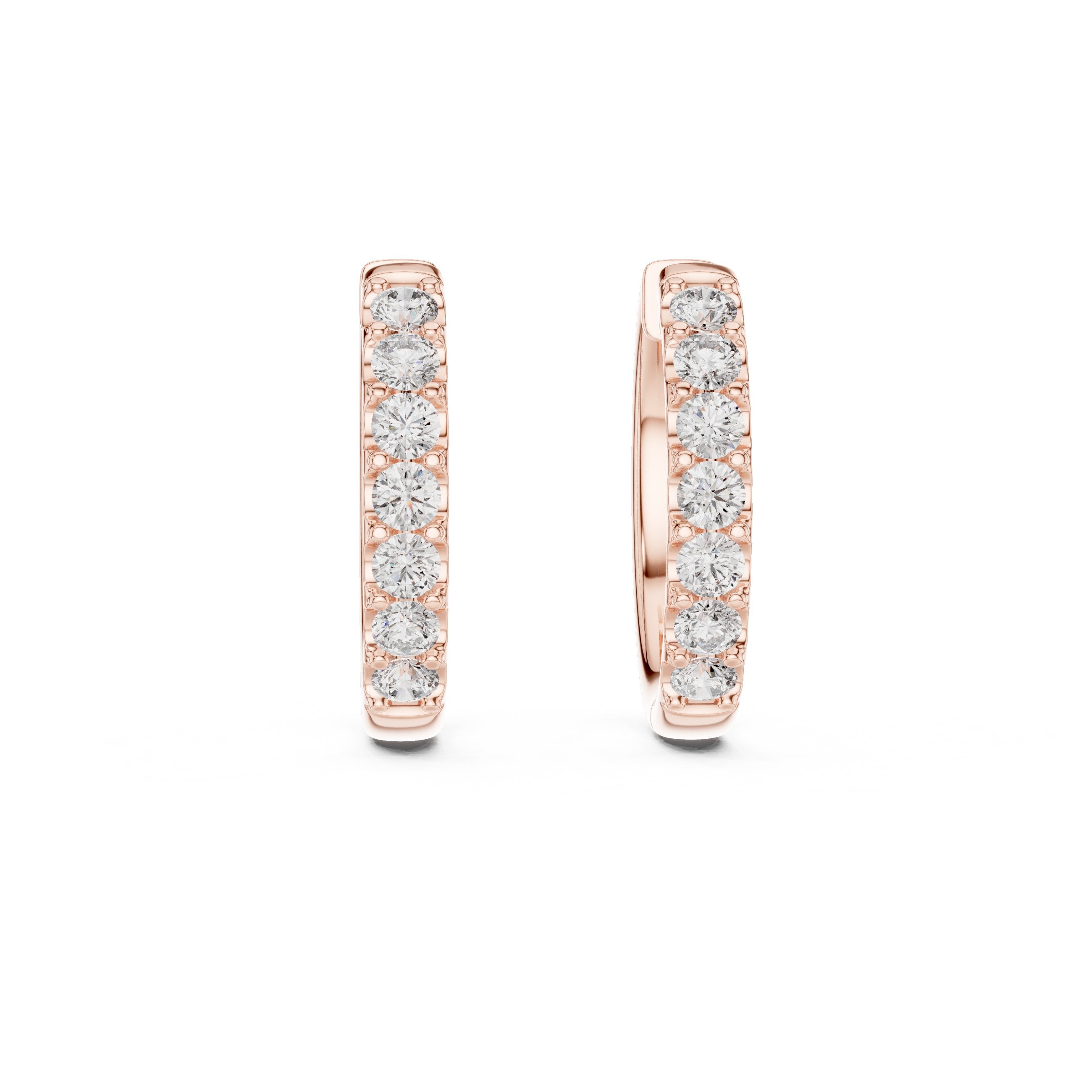 Single Row Pave Diamond Huggie Earrings in Rose Gold - VYKA Diamonds