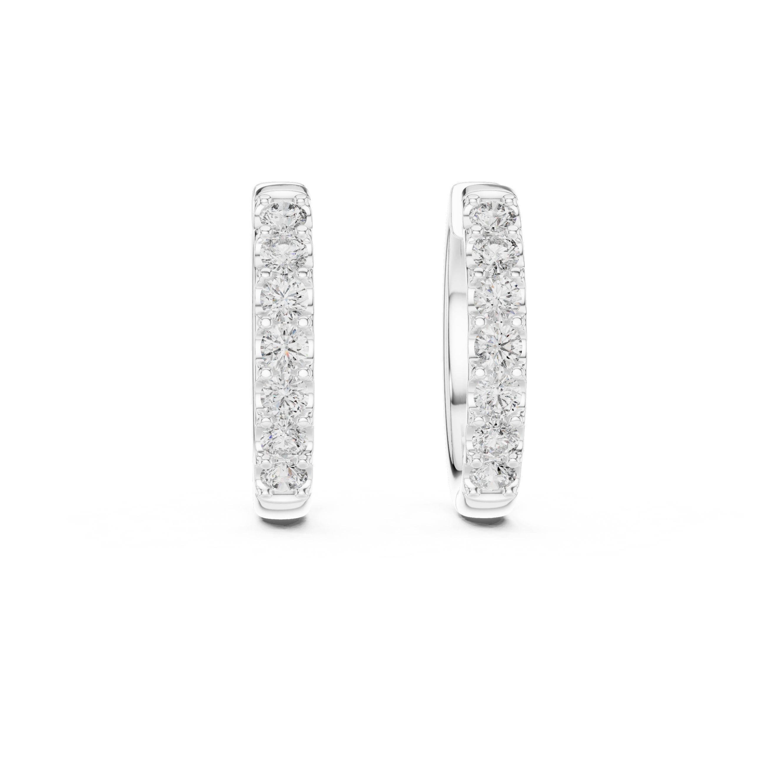 Single Row Pave Diamond Huggie Earrings in White Gold - VYKA Diamonds
