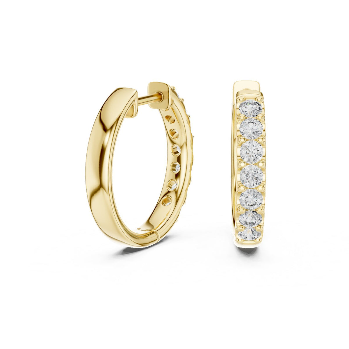 Single Row Pave Diamond Huggie Earrings
