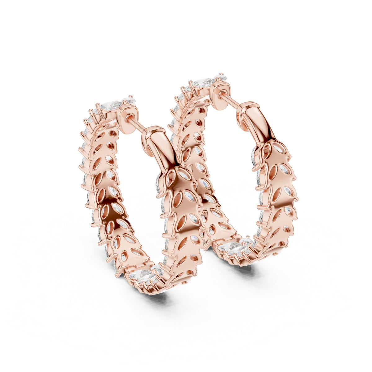 أقراط حلقية بأوراق ماركيز in Rose Gold - VYKA Diamonds