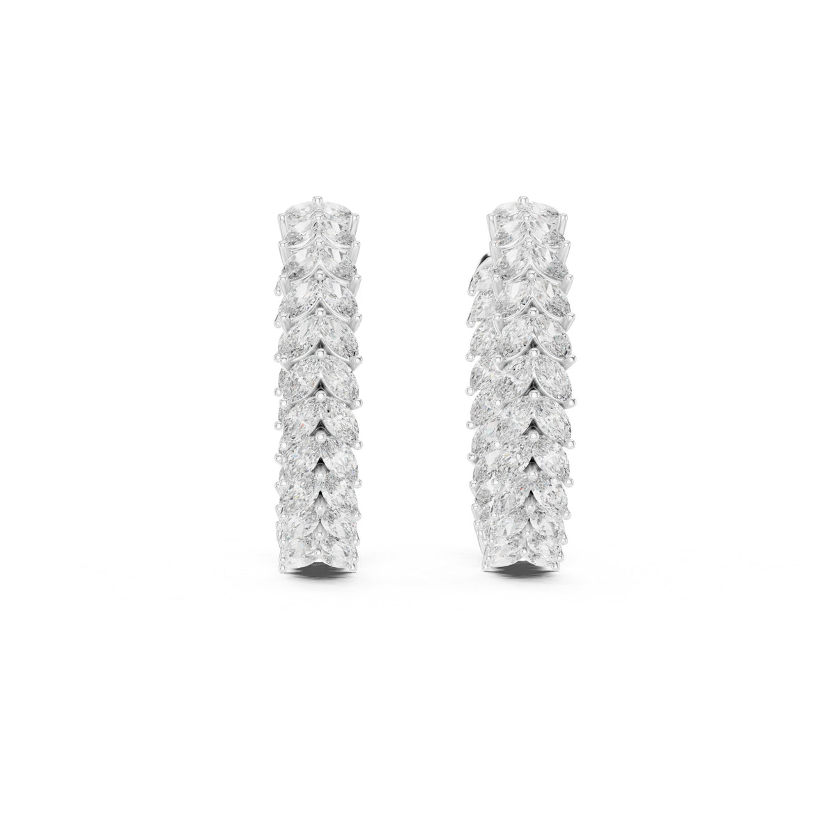 أقراط حلقية بأوراق ماركيز in White Gold - VYKA Diamonds