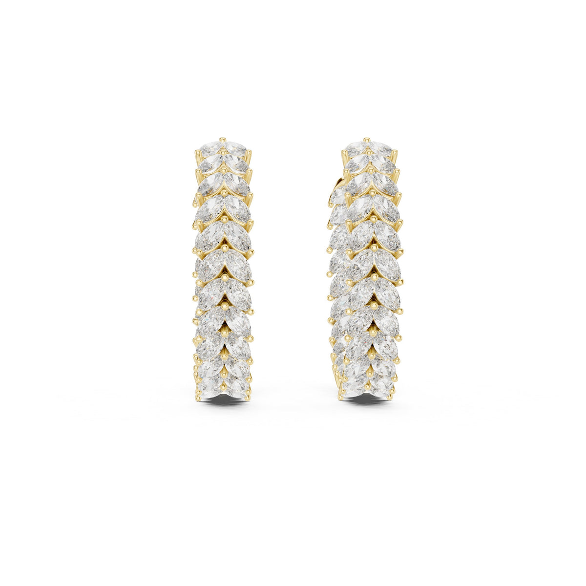 Marquise Leaf Diamond Hoop Earrings