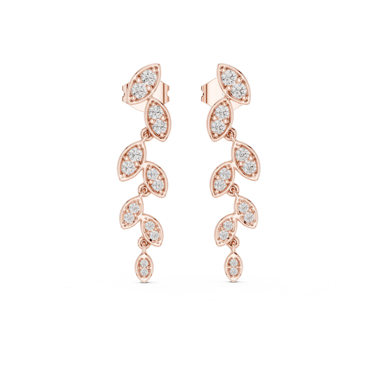 Cascading Leaf Diamond Drop Earrings