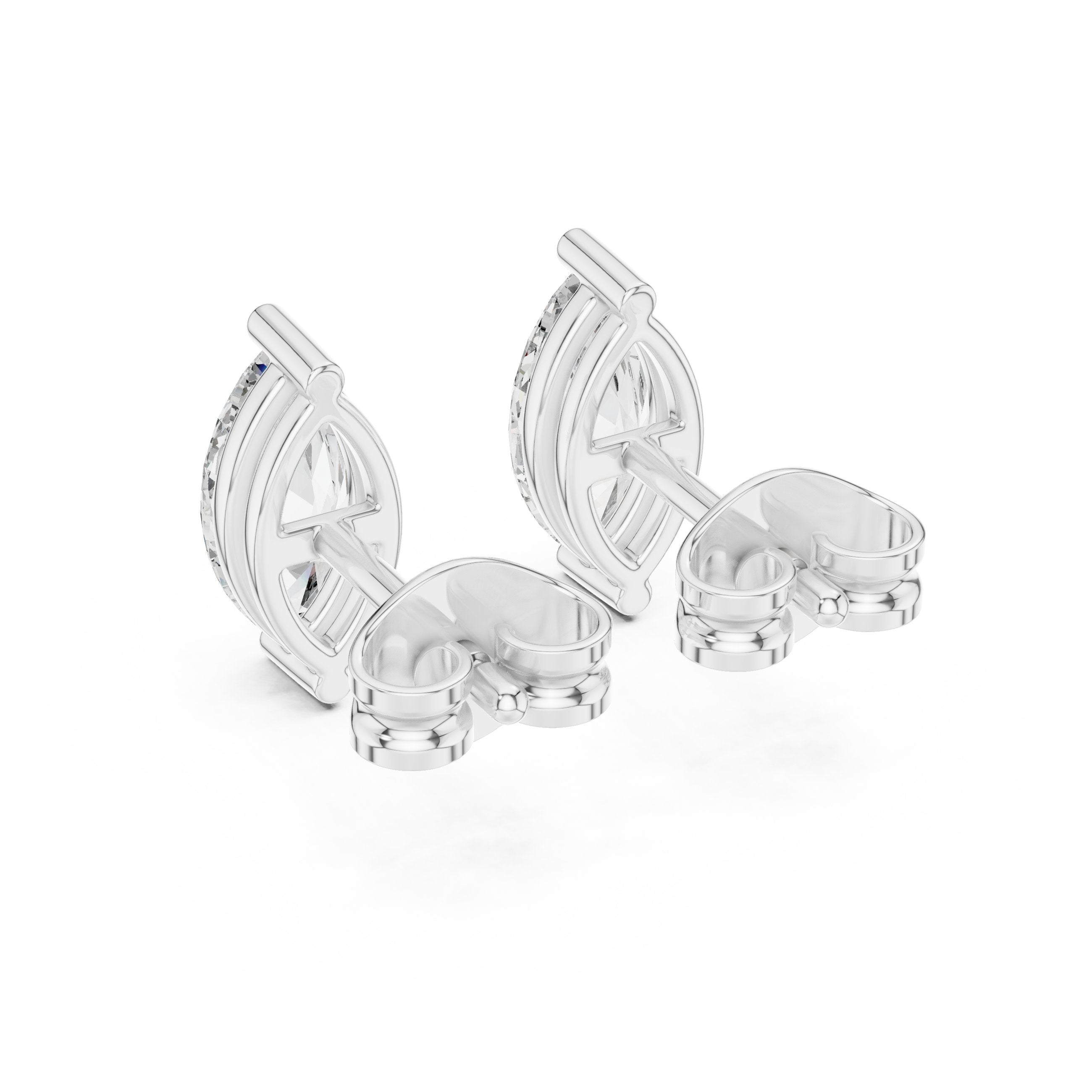 Marquise Solitaire Prong Stud Earrings in White Gold - VYKA Diamonds