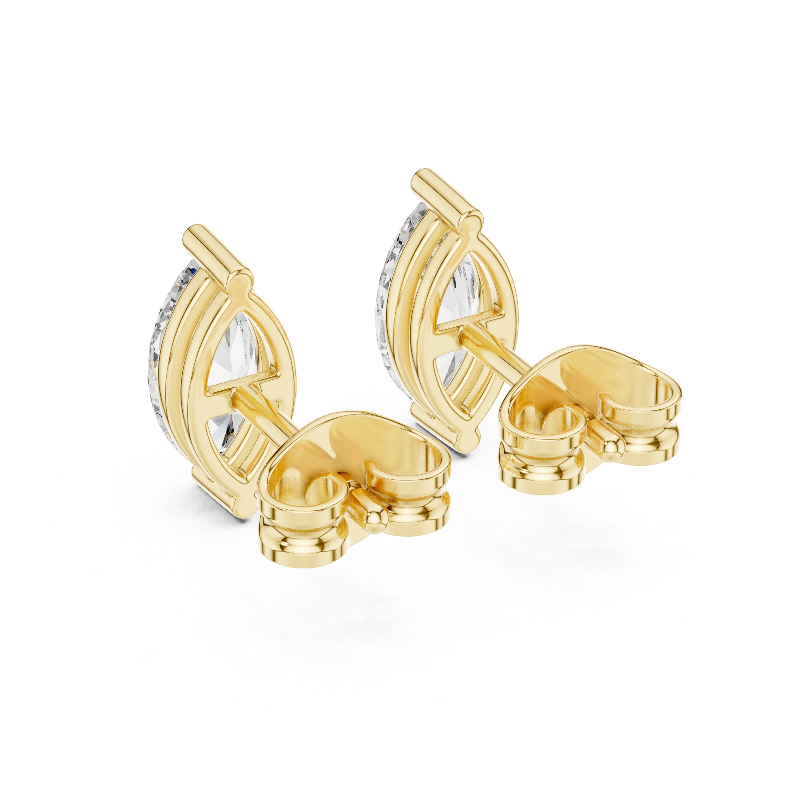 Marquise Solitaire Prong Stud Earrings in Yellow Gold - VYKA Diamonds