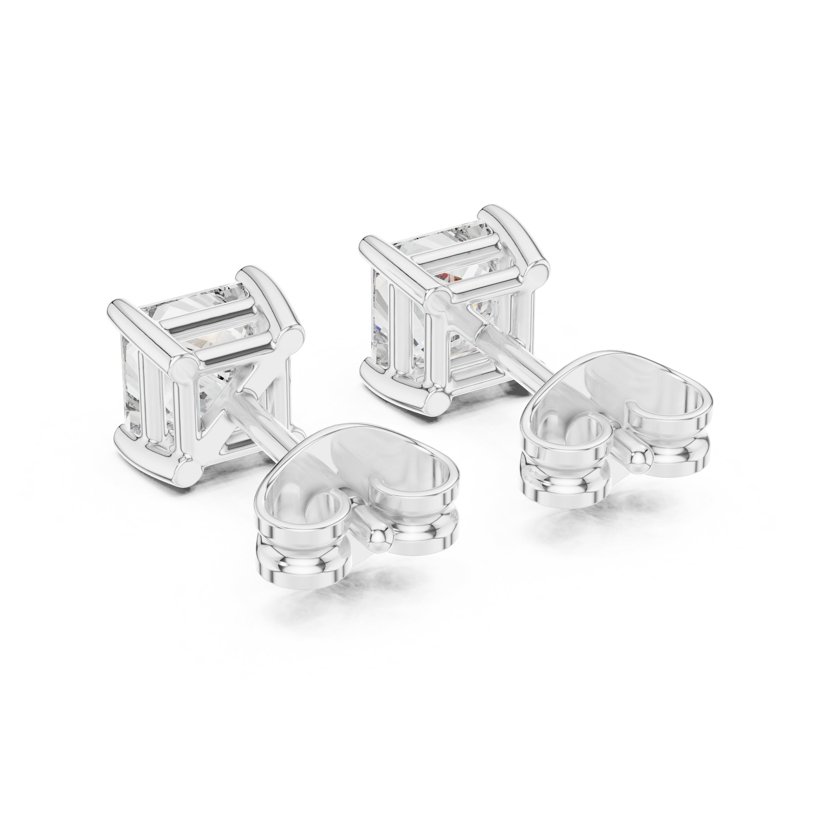 حلقان ألماس الأميرة بأربعة مخالب in White Gold - VYKA Diamonds