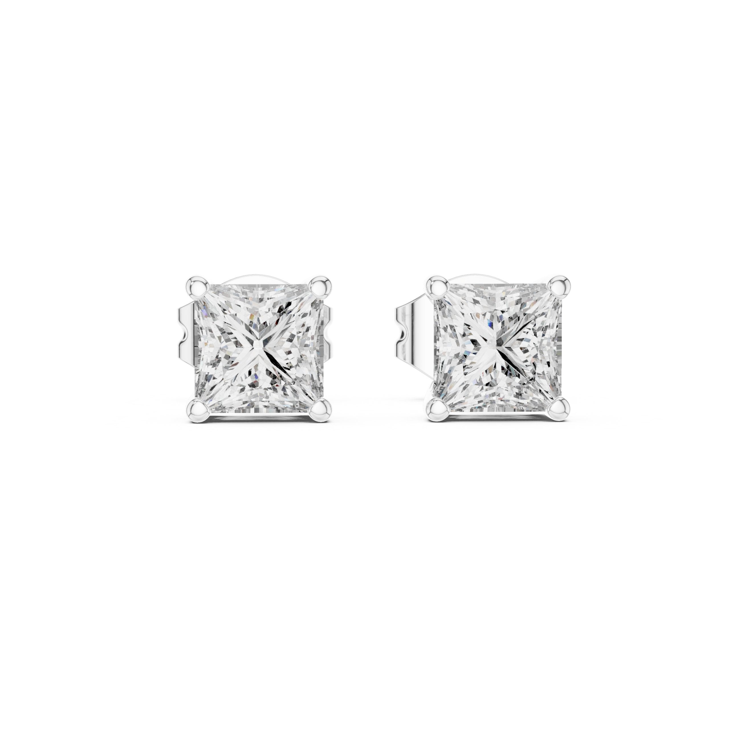 حلقان ألماس الأميرة بأربعة مخالب in White Gold - VYKA Diamonds