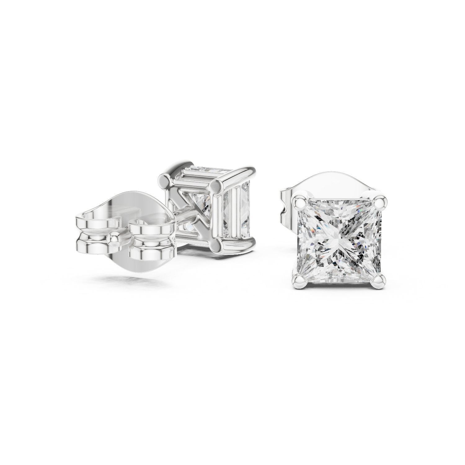 حلقان ألماس الأميرة بأربعة مخالب in White Gold - VYKA Diamonds